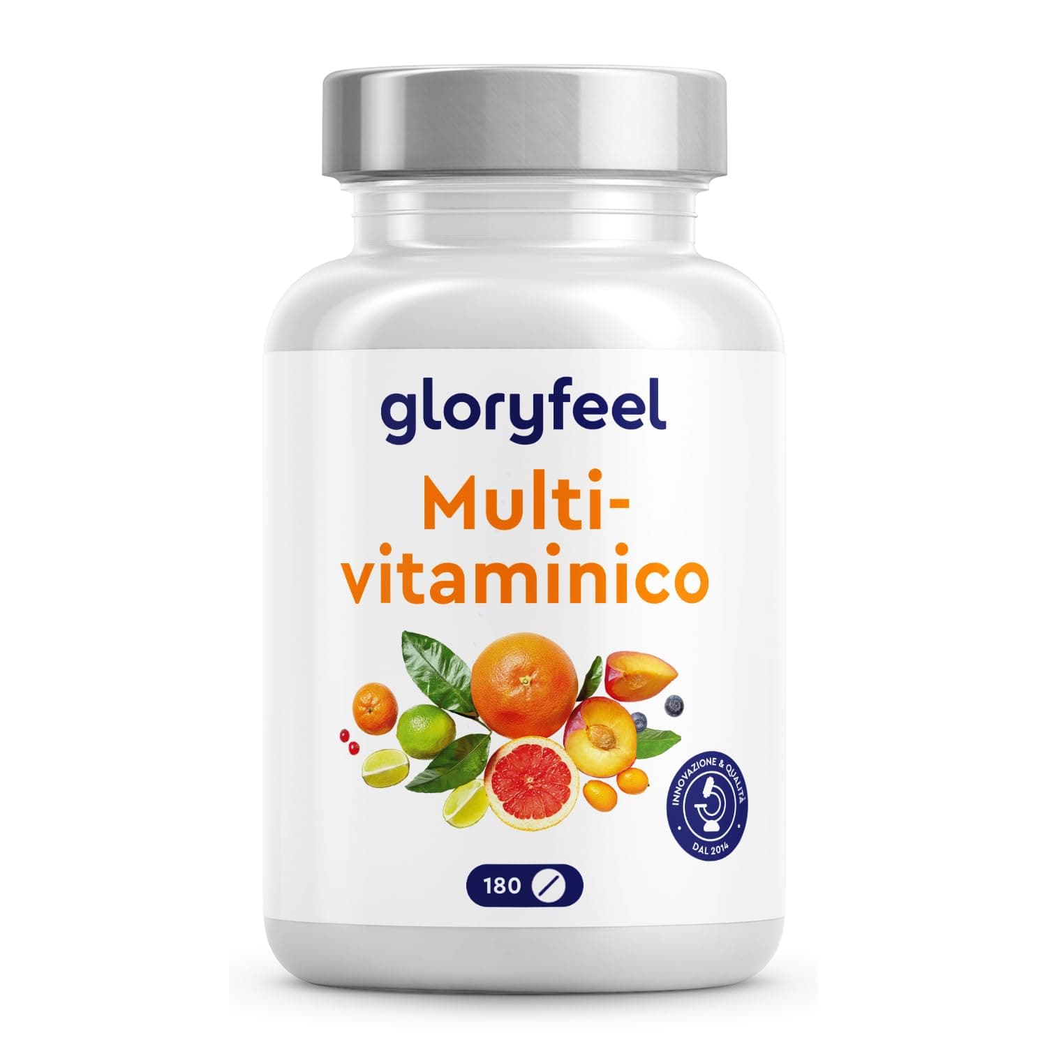 Multivitaminico Integratore Completo, 180 Compresse per 6 Mesi di Scorta, Vitamine A, B, C, D3, E e Minerali Essenziali, Calcio, Zinco e Selenio, Senza Additivi, Qualità Testata