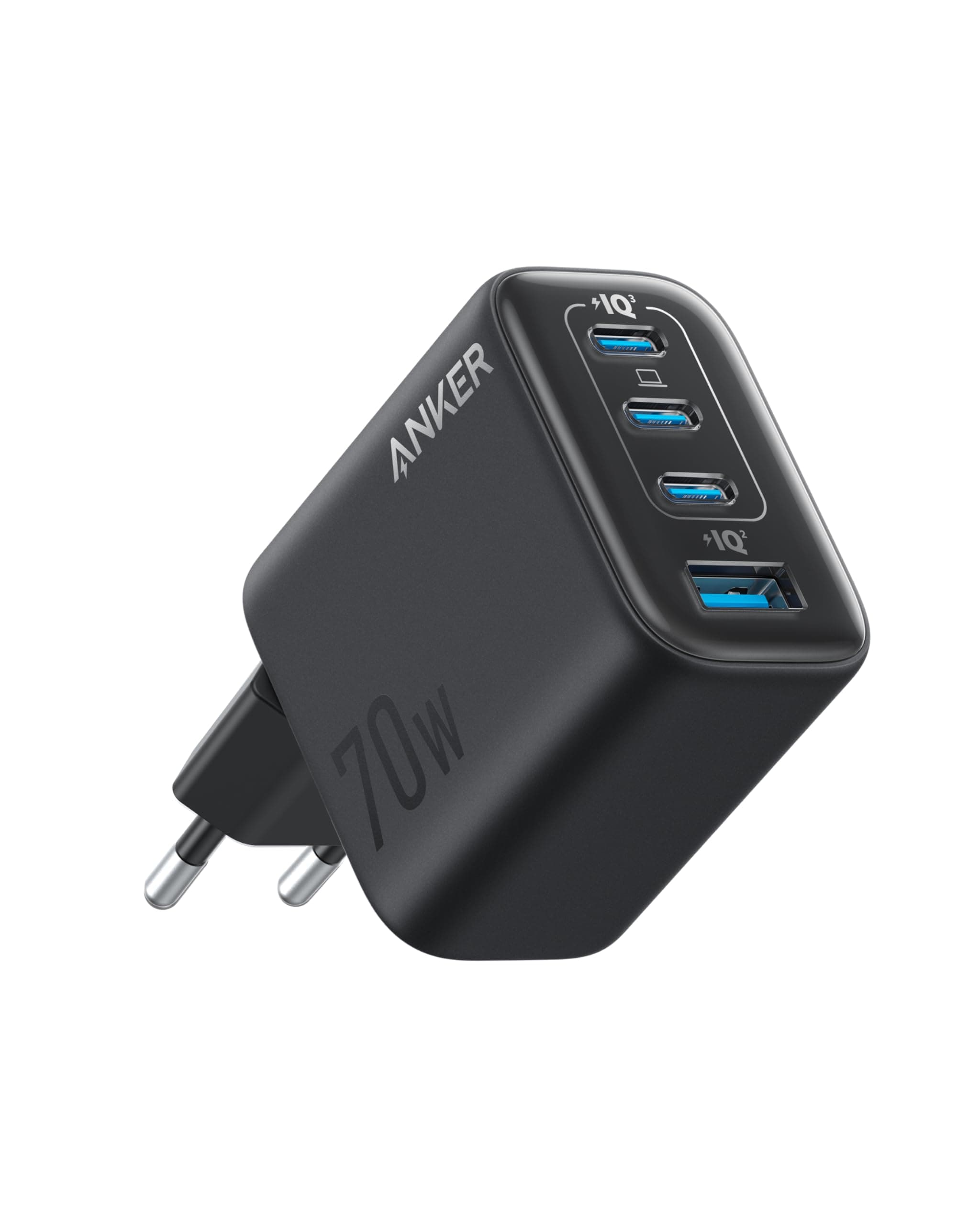 Anker Zolo 70W USB C Ladegerät, 4-Port-Netzteil mit ultraschnellen 70W, kompakt & stabil, für iPhone 16/15, MacBook Air, iPad, Pixel, Galaxy u.v.m. (Kabel Nicht enthalten)