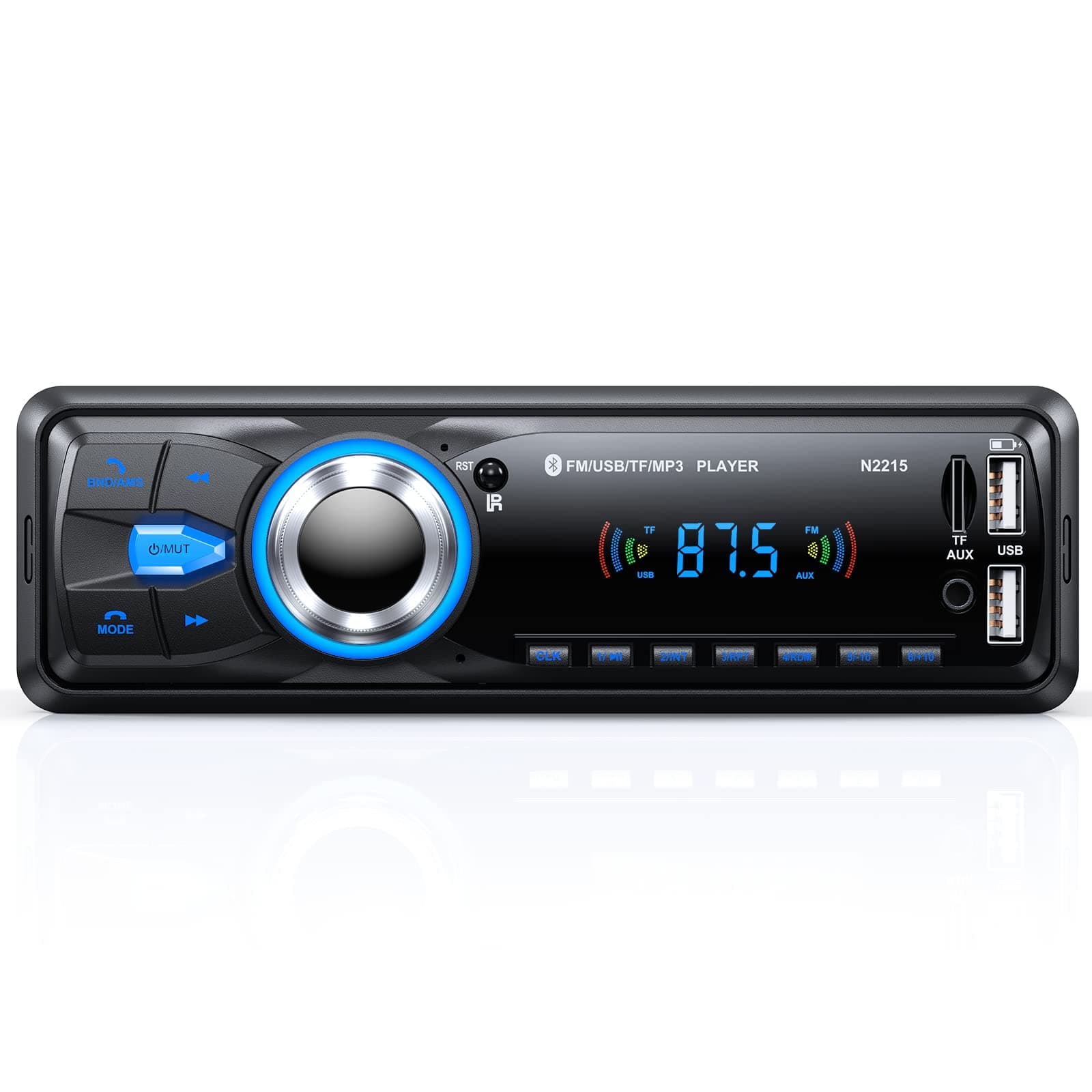 Radio Coche Bluetooth 5.0 Manos Libres, Chismos Autoradio Coche Bluetooth Pantalla1 DIN FM Radio soporta MP3/AUX/2USB/Control Remoto/Carga Rápida (Sin RDS/CD/DVD)