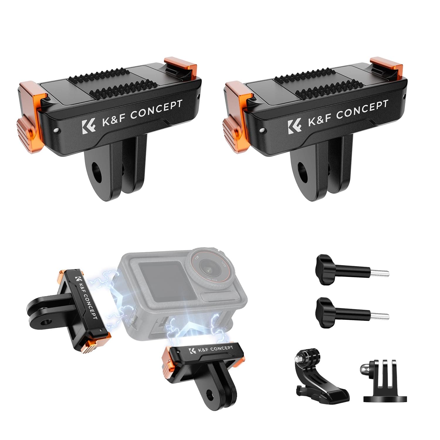 K&F CONCEPT 2er Pack Magnetische Schnellverschluss Adapterhalterung für DJI Osmo Action 5 Pro, Magnethalterung mit 1/4" Schnellverschlussschnalle für DJI Osmo Action 4/3, DJI Osmo 360 Zubehör