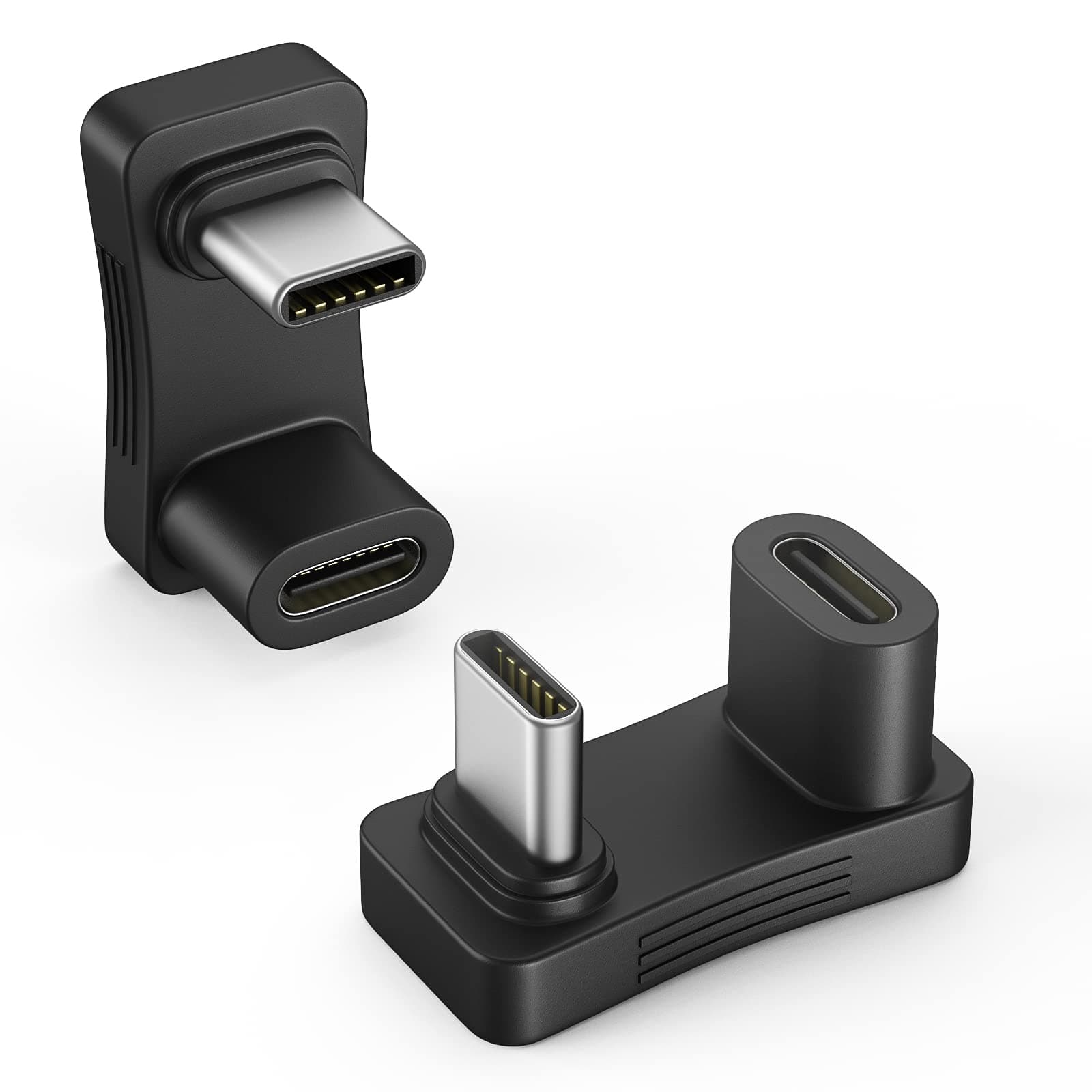 Moko 2 Stück Adapter USB C auf USB, 180 Grad Adapter USB C Stecker auf USB-C weiblich U-Form, USB-C-Anschluss mit Schnellladung für Steam Deck Switch PC Tablet Telefon