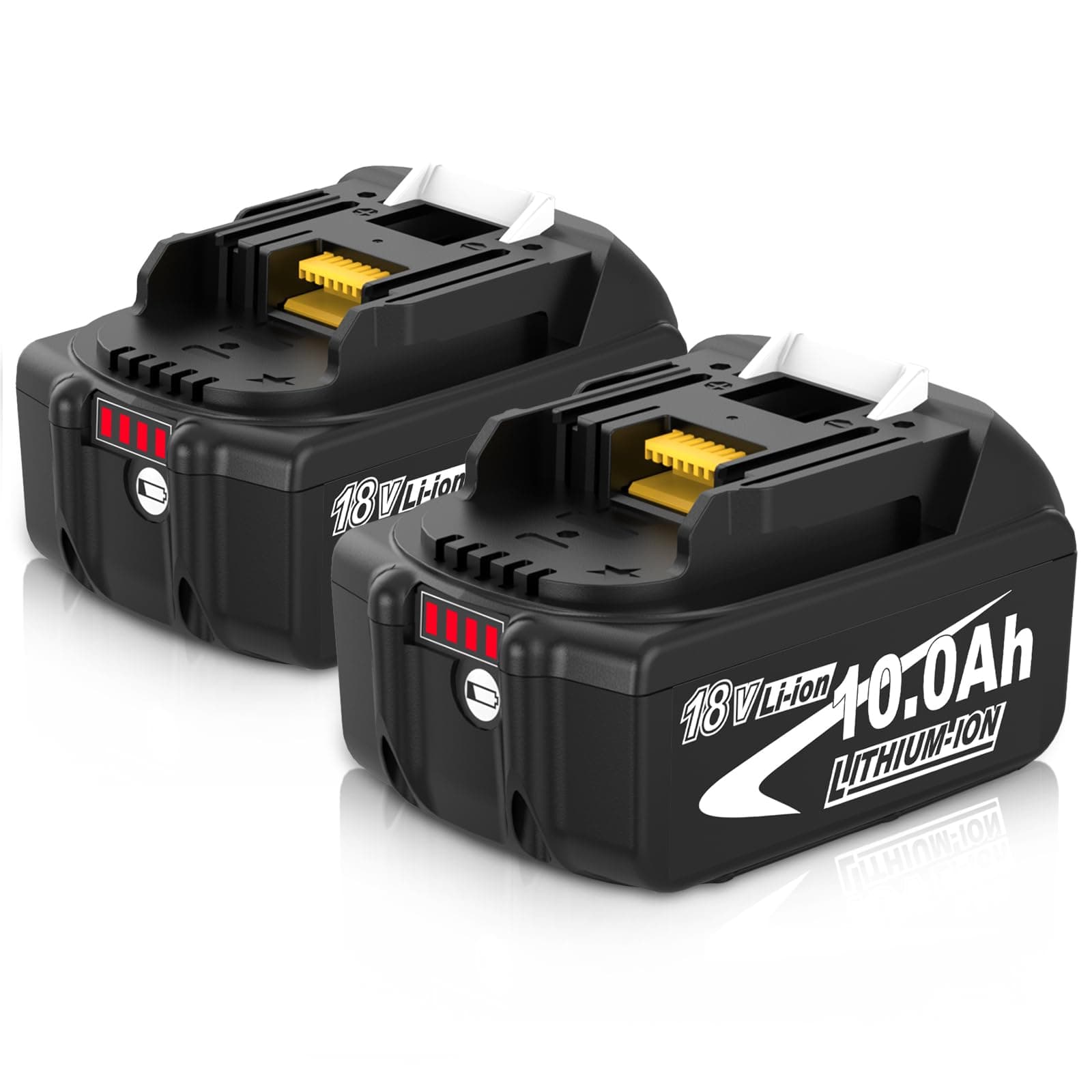 2pièces 10.0Ah/10000mAh Remplacement pour Makita Batterie 18V BL1860B BL1860 BL1850B BL1850 BL1840 BL1830 BL1815 BL1835 BL1845 194205-3 LXT-400 avec Batterie LED pour Outils