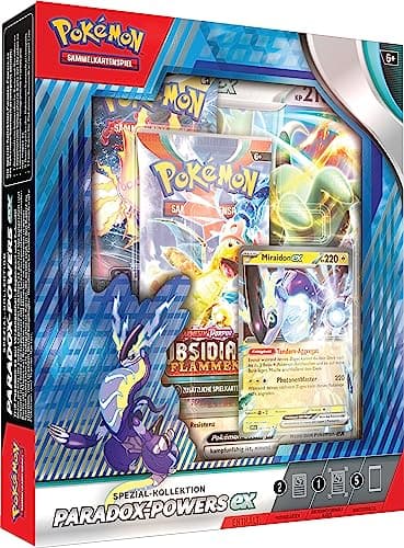 Pokémon-Sammelkartenspiel: Spezial-Kollektion Paradox-Powers-ex – Exklusiv bei Amazon (2 doppelseltene holografische Karten, 1 überdimensionale Karte &amp; 5 Boosterpacks)
