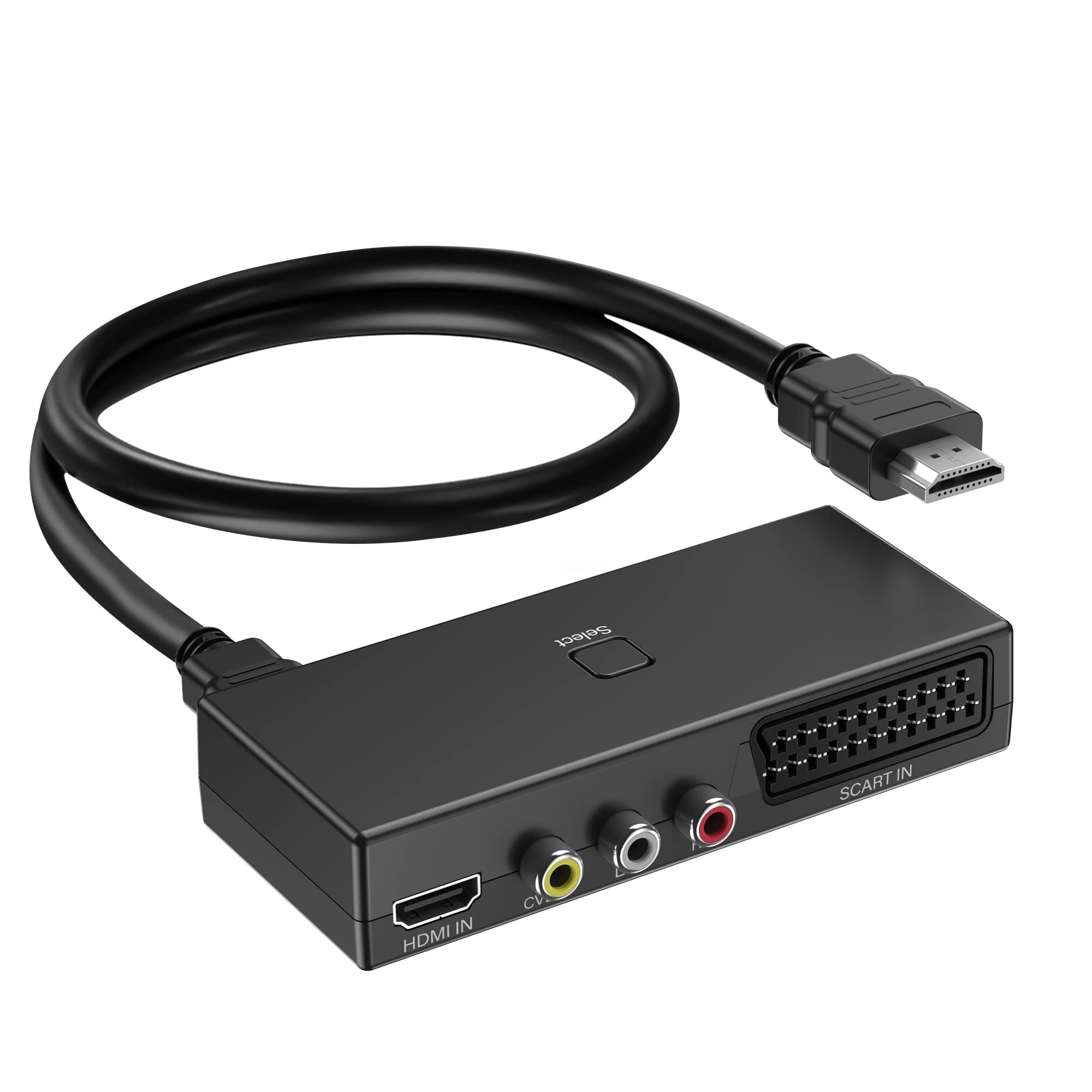 AIFHDAUF Convertisseur Péritel vers HDMI, Commutateur 3 en 1, Adaptateur Vidéo avec Câble HDMI, Prise en Charge HDTV, Xbox, PS/3, DVD, N64, Wii, Sky STB, VHS, VCR, PC