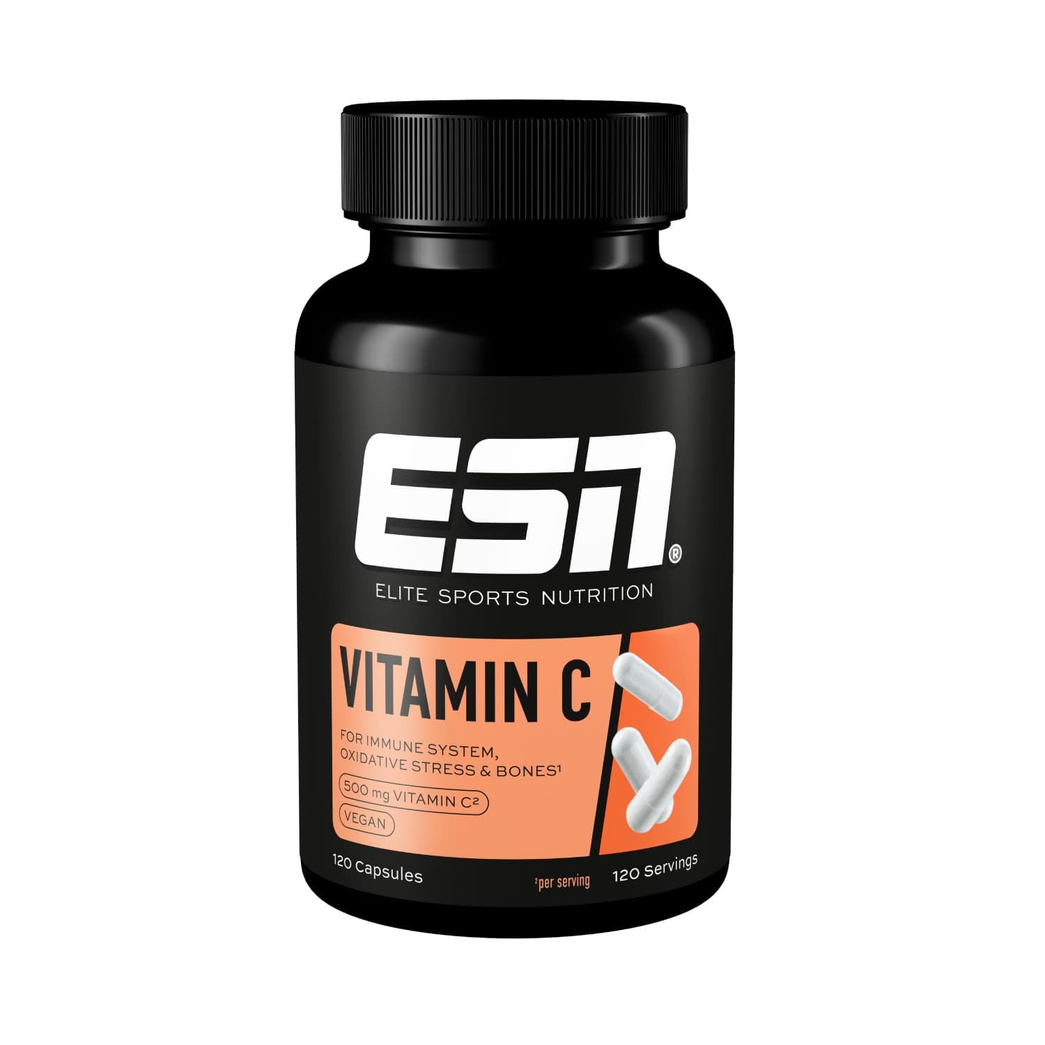 ESN Vitamin C, 120 Kapseln, 500 mg Vitamin C pro Kapsel, hochdosiert, vegan - made in Germany