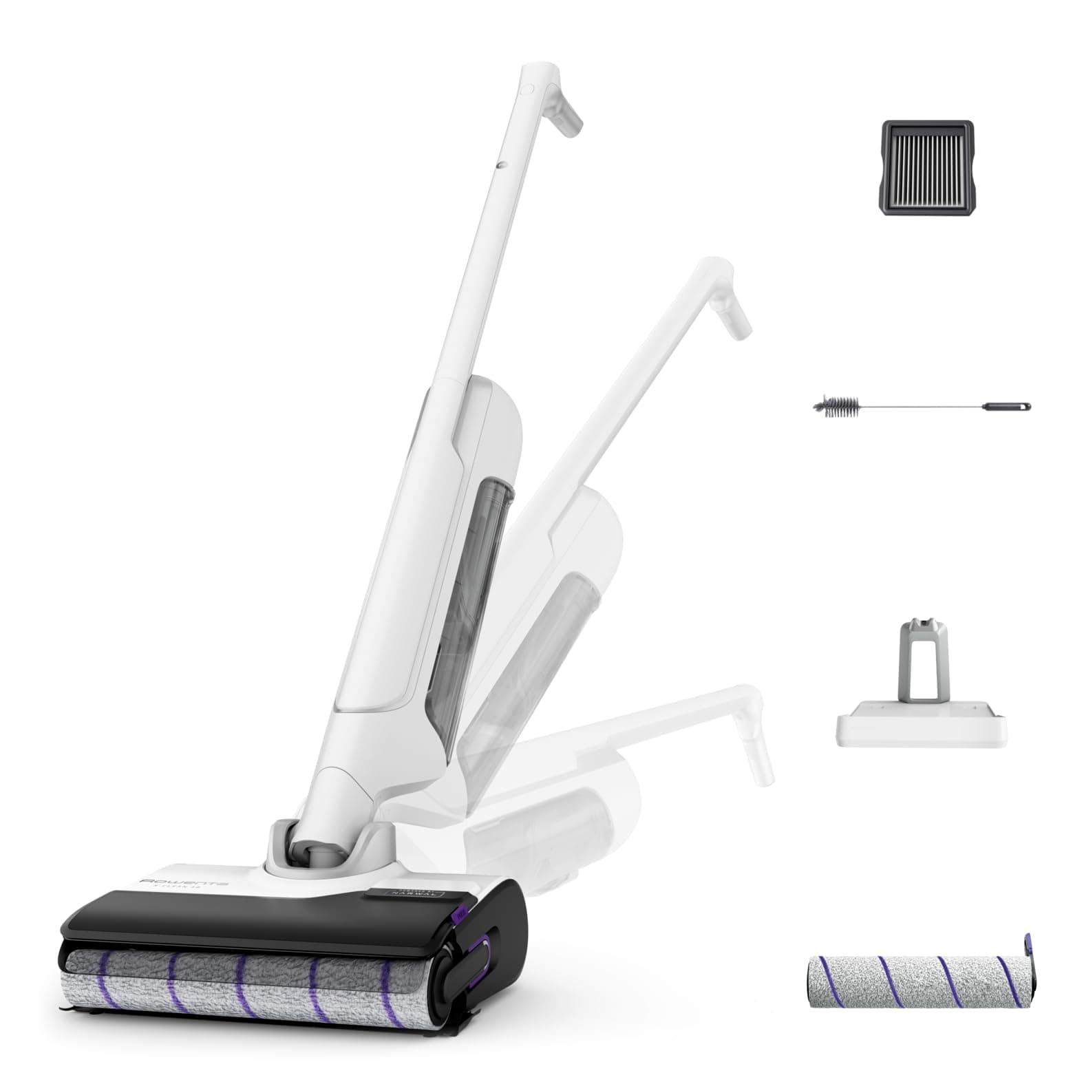 Rowenta X-Clean 10, Aspiradora Fregona Eléctrica Sin Cable, Tecnología Wet & Dry y Dual Edge, Autolimpieza y Secado Automático, Gran autonomía y pantalla LED, Incluye filtro adicional, YY5785FE