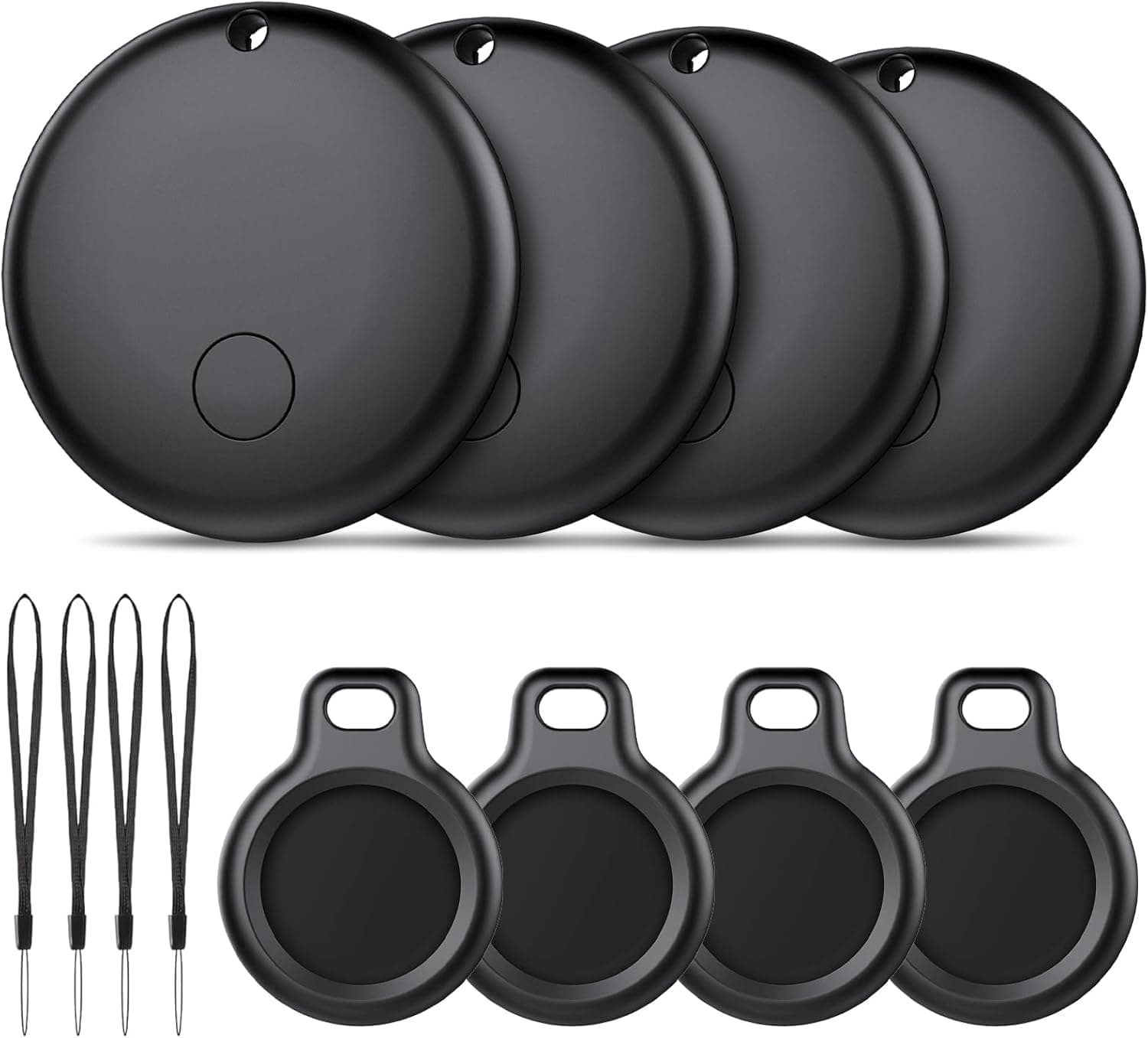 Android Smart Tag, Tracker Compatible con Google Find Hub App (Sólo Android), Localizador Bluetooth, Rastreador para Llaves, Cartera, Equipaje, Impermeable IP68, 4 Negro