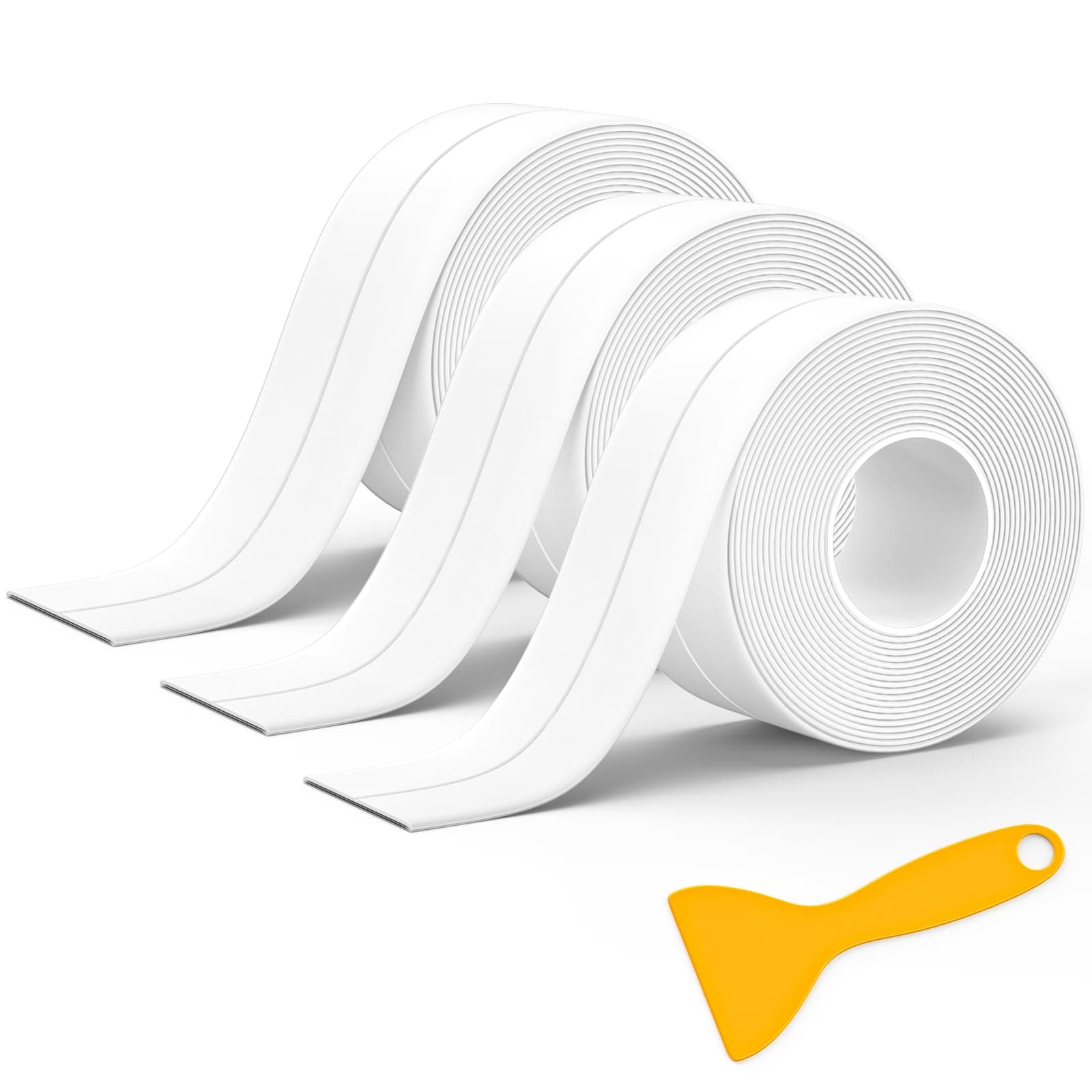 3 Rollos Cinta Baño Selladora, Blanco Cinta de Sellado Impermeable Autoadhesivas, para Coche,Bañera,Puerta,Ventana,Fregadero de Cocina (3.8cmx3.2m)