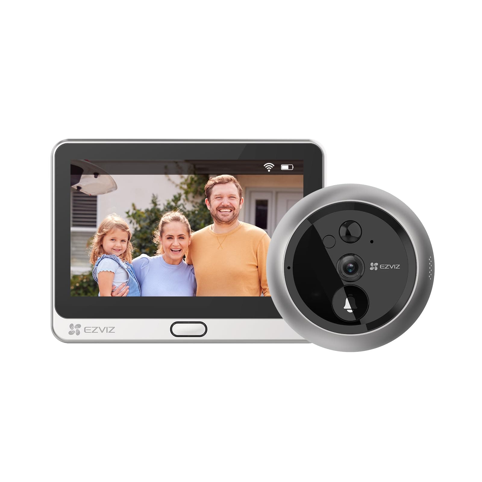 EZVIZ DP2C 1080P Visiophone Connecté Interphone Vidéo, Judas Numérique, Caméra avec 4.3 Pouces Moniteur, Surveiller Via Smartphone, PIR Motion Detection, Audio Bidirectionnel, 5m Vision Nocturne