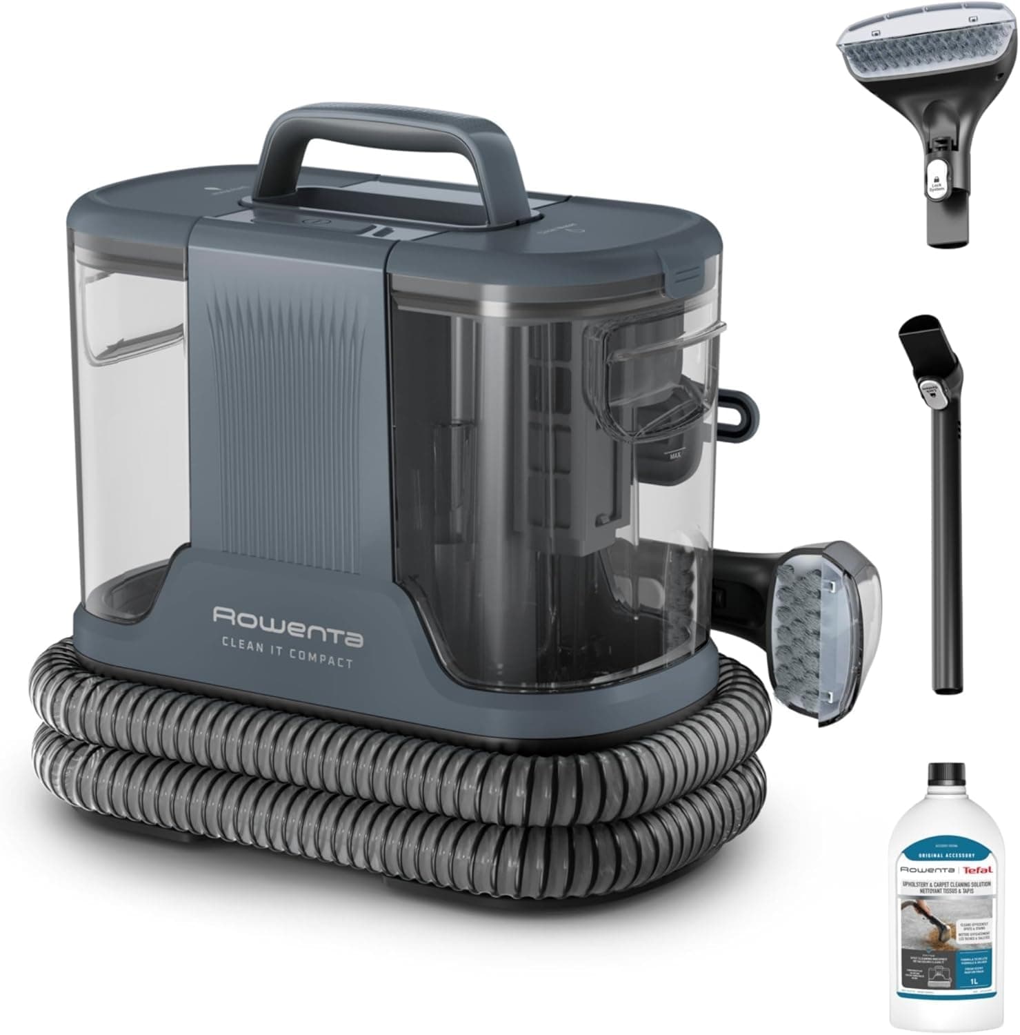 Rowenta Clean It Compact, Aspirador de tapicerías, Limpiador de manchas y moquetas, Suciedad de mascotas, Potencia de 400 W, Portátil multiusos, Rápido y fácil, Diseño Compacto, IN3011F0