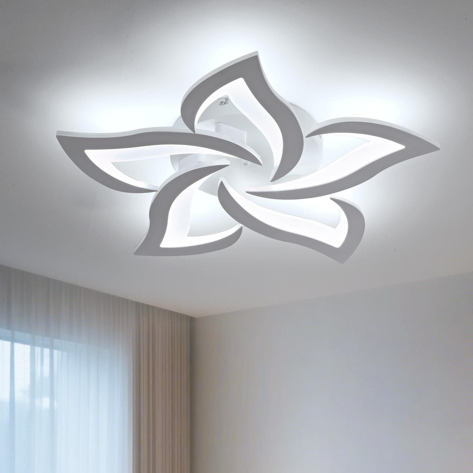 Yuanfenghua Lampada da soffitto a LED, Moderna,per Soggiorno Camera da Letto Sala da Pranzo Bagno 6500K Bianco Freddo 63CM 45W
