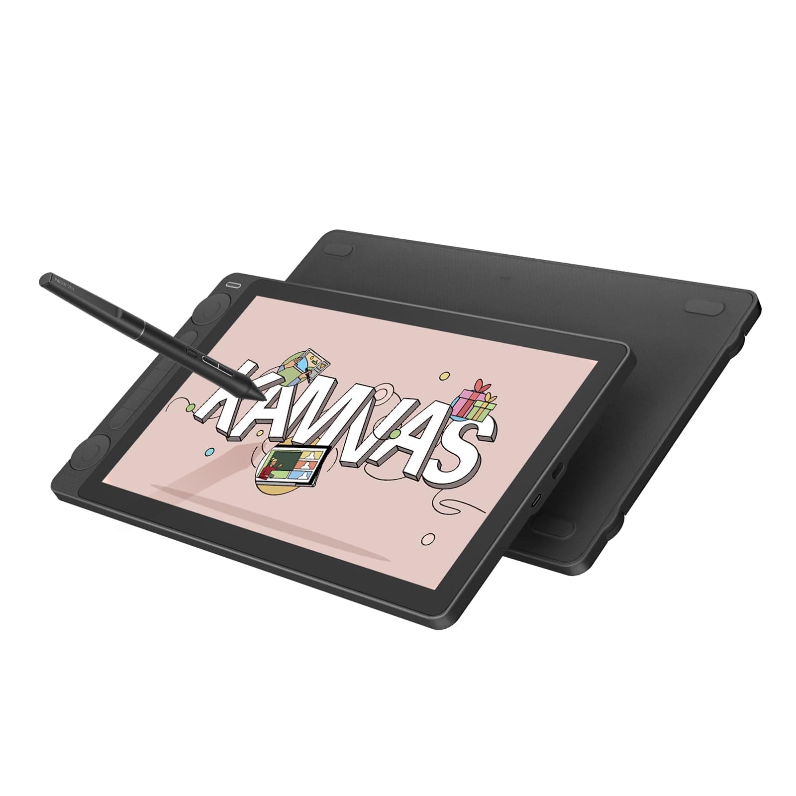 HUION Kamvas 13 Gen 3 2024 Tavoletta Grafica con Schermo, Tavoletta Grafica Artistica Completamente Laminata da 13,3", PenTech 4.0, Pressione Penna 16384, doppio quadrante per PC, Mac, Android, Nero
