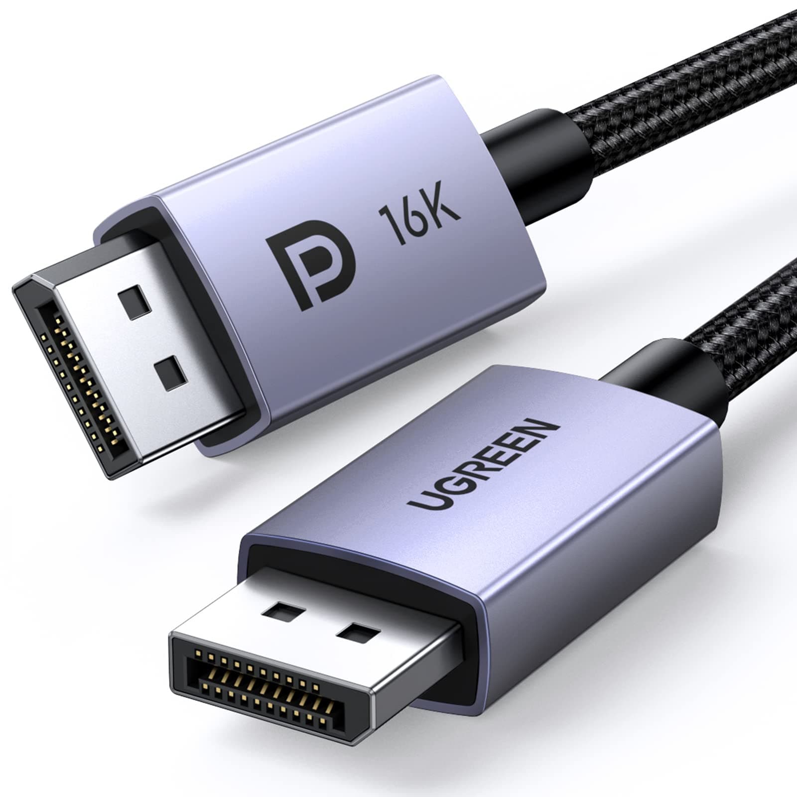 UGREEN DisplayPort 2.1 Kabel VESA-Zertifiziert, Unterstützt 16K@30 Hz, 8K@240Hz, 4K@240Hz 40 Gbps HDR HDCP 2.2 DSC 1.2a FreeSync, G-Sync, DP 2.0 Kabel Kompatibel mit PC TV Gaming Monitor (1M)