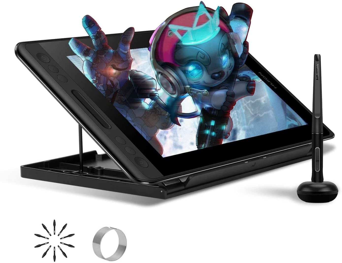 Huion Kamvas Pro 12 Tableta Grafica con Pantalla, Monitor de Dibujo Laminado Completo de 11,6 Pulgadas, con Lápiz Sin Batería y Soporte Ajustable, Ideal para Trabajar Desde Casa y Aprendizaje Remoto