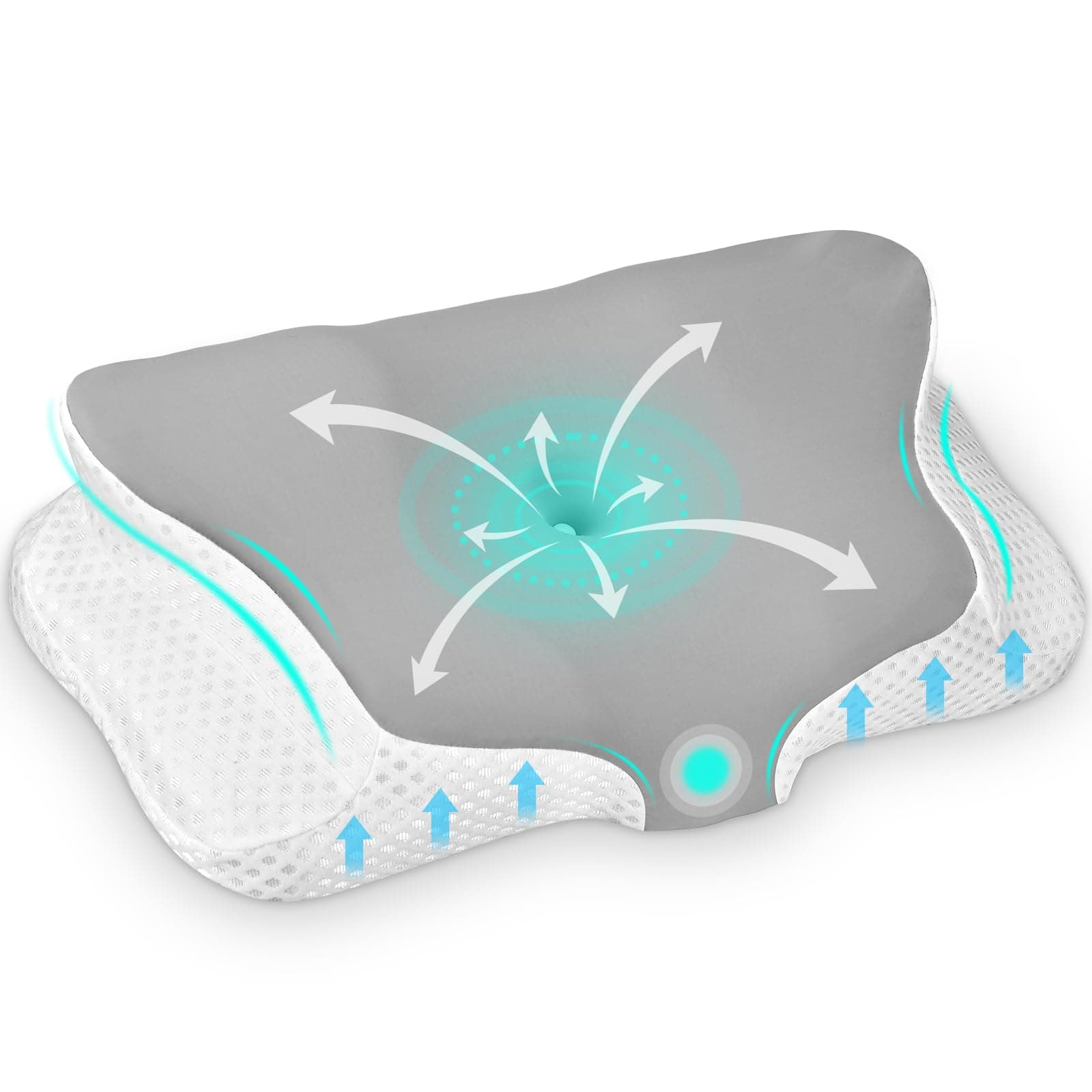 Ehomfory Cervicale Ergonomico Cuscino Memory Foam per Dormire, Cuscino Memory Foam per Supporto Cervicale con Federa Sfoderabile e Lavabile