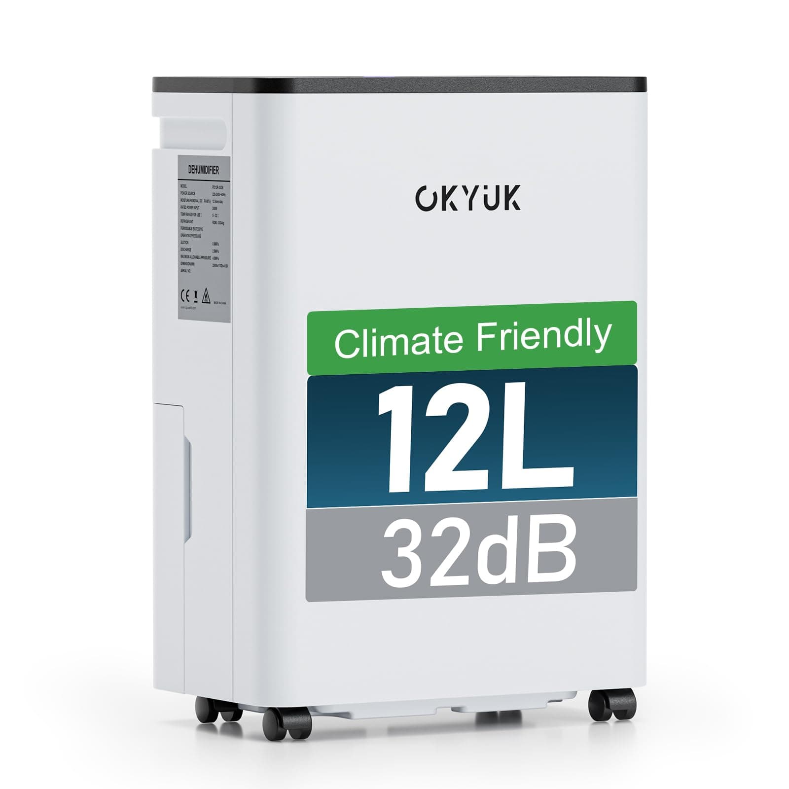 OKYUK Deumidificatore Casa Muffa 12 L, deumidificatore bagno, deumidificatore casa 2.5L, 35 m², con spegnimento automatico Timing 24H, ideale per camper, bagno, camera da letto, cantina (12L Bianco)