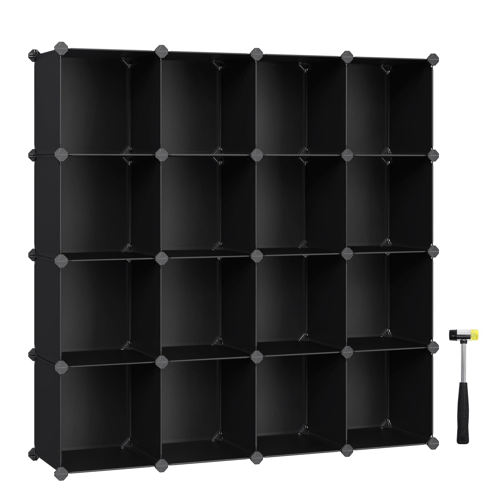 SONGMICS Scarpiera Componibile, Scaffale a 16 Cubi Modulari, Guardaroba, Recinto per Animali Domestici, Camera da Letto Cabina Armadio Ingresso, 31 x 123 x 123 cm, Nero LPC44BK
