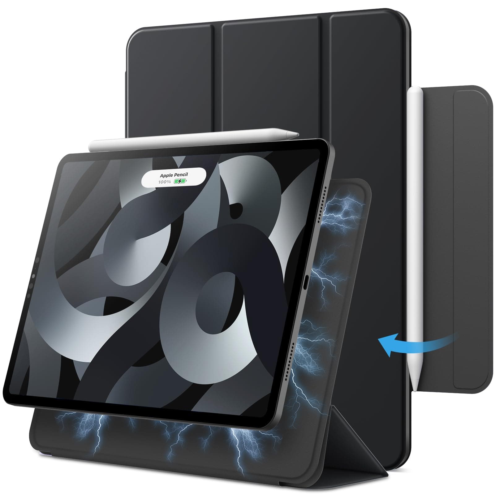 JETech Magnetisch Hülle für iPad Air 11 Zoll M4/M3/M2 (2026/2025/2024), iPad Air 5/4 (10,9-Zoll, Modell 2022/2020, 5./4. Generation), iPad Pro 11 (2018), Magnetisch Befestigung Case (Schwarz)