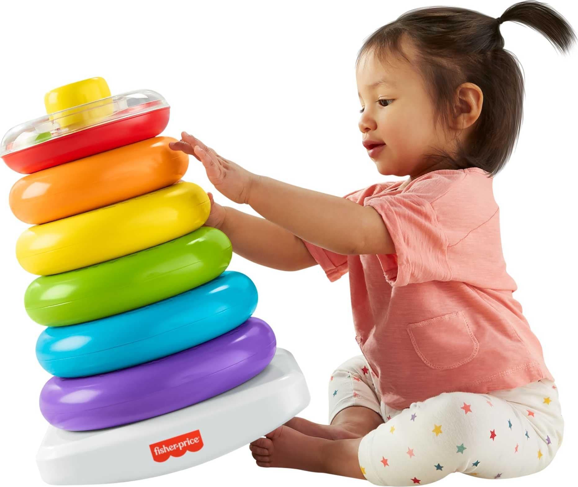 Fisher-Price GJW15 - GJW15 Gigantische Farbring Pyramide, Stapelspielzeug mit Ringen für Babys und Kleinkinder