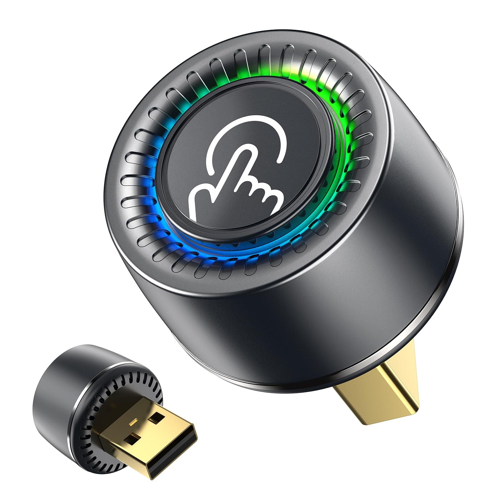 Adaptateur CarPlay sans Fil, Changement d'Utilisateur par Bouton, Android Auto sans Fil, 2026 Ultra-Compact, Connexion Stable, Anti-Surchauffe, Compatible iOS 10+ & Android 10+, USB-A et USB-C