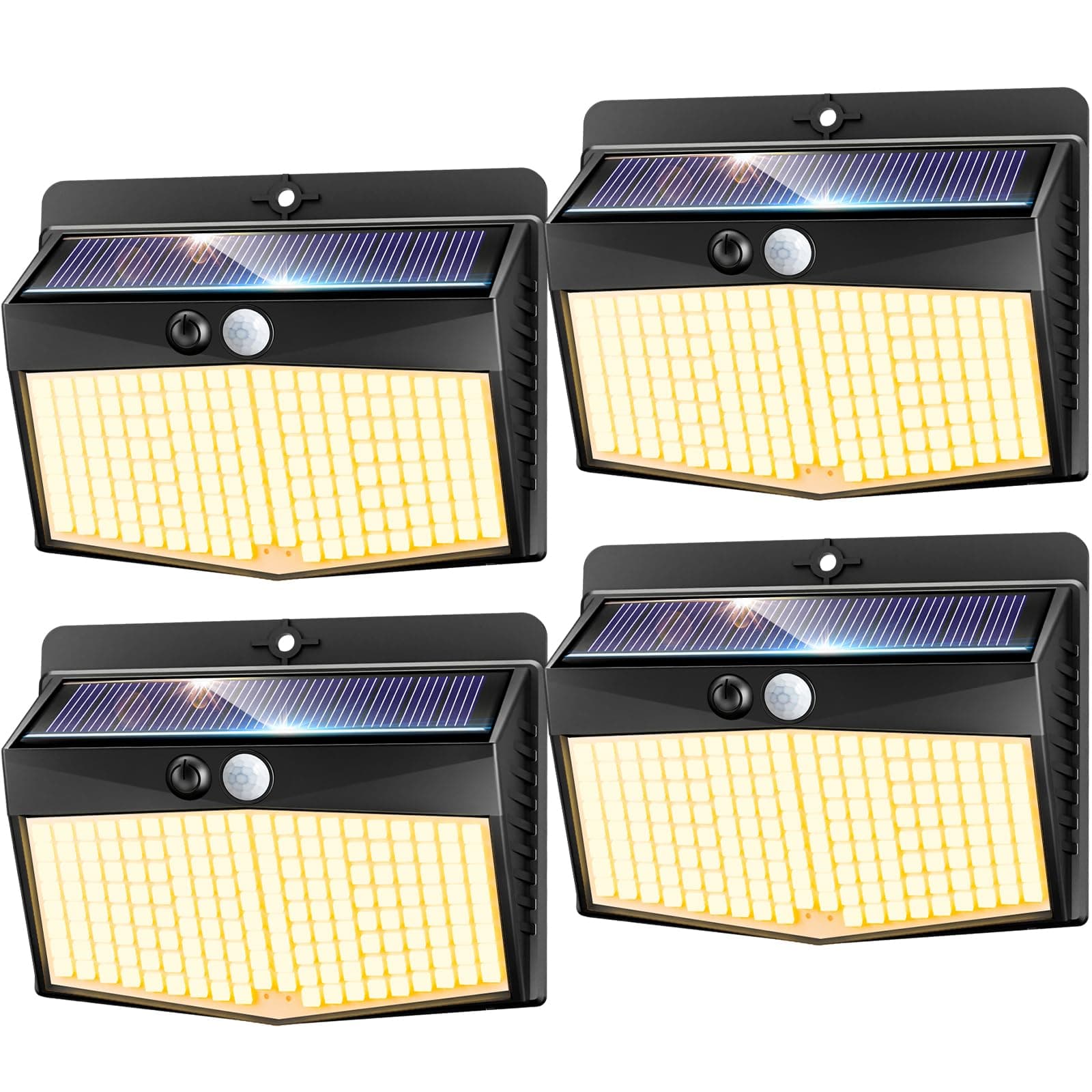 nipify Luces Solares Exterior, 4 Paquete Luces Solares Sensor de Movimiento, 3 Modos Foco Solar Exteriores, IP65 Luz Led Solar Exterior para Jardín, Garaje, Calle, Patio, Caminos