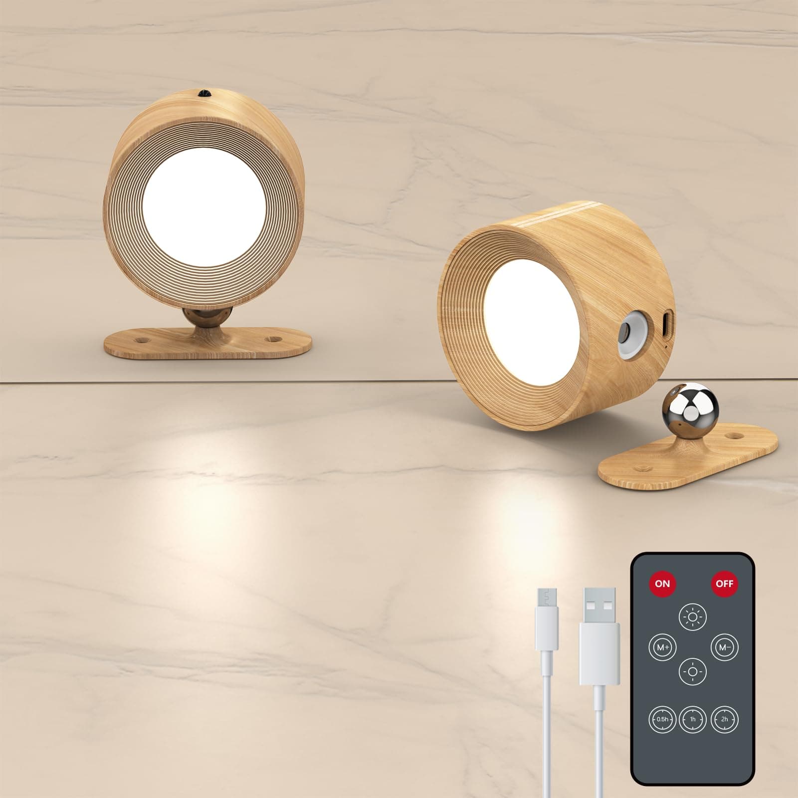 Coollamp 2Pcs Aplique Pared Interior con 3 Modos de Color Control Remoto Táctil Iluminación con rotación de 360°,Lampara Pared para Dormitorio Sala de estar Lectura