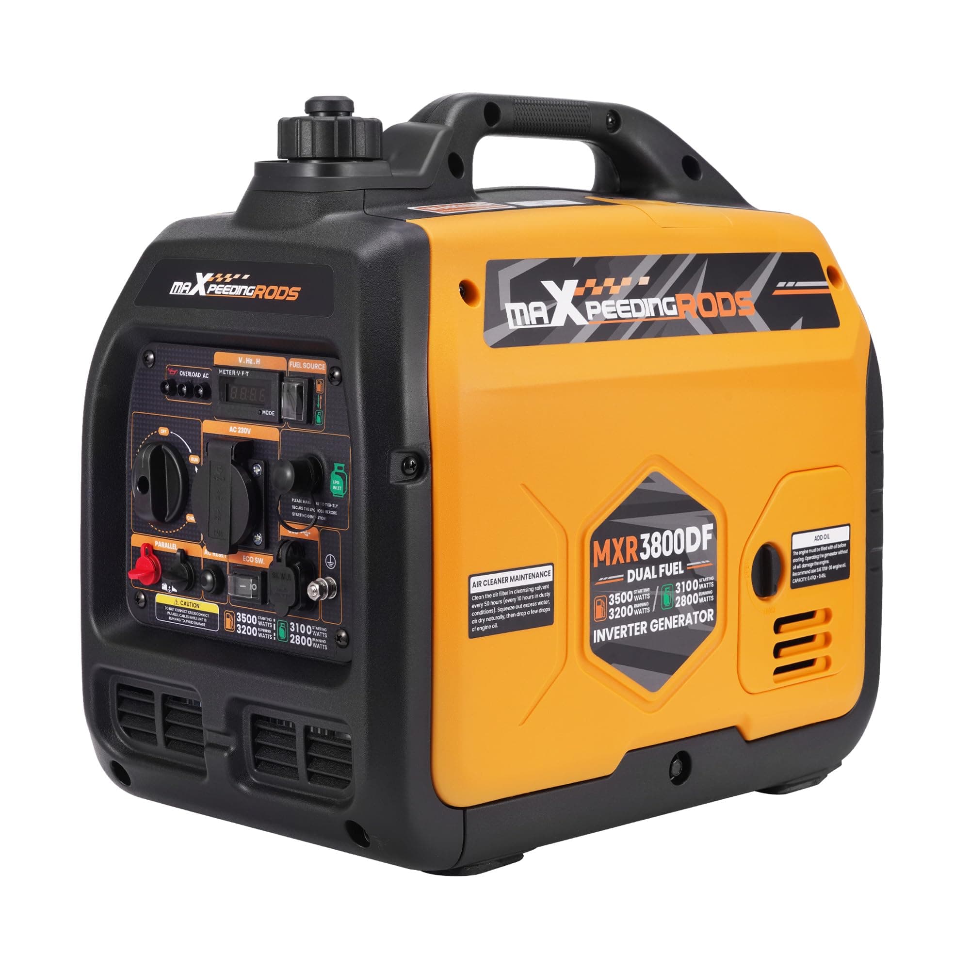 maXpeedingrods Generatore di Corrente Silenziato GPL e Benzina 3500W Inverter Portatile 4 Tempi Generatore Silenziato per all'Aperto Campeggio Partito Cantiere