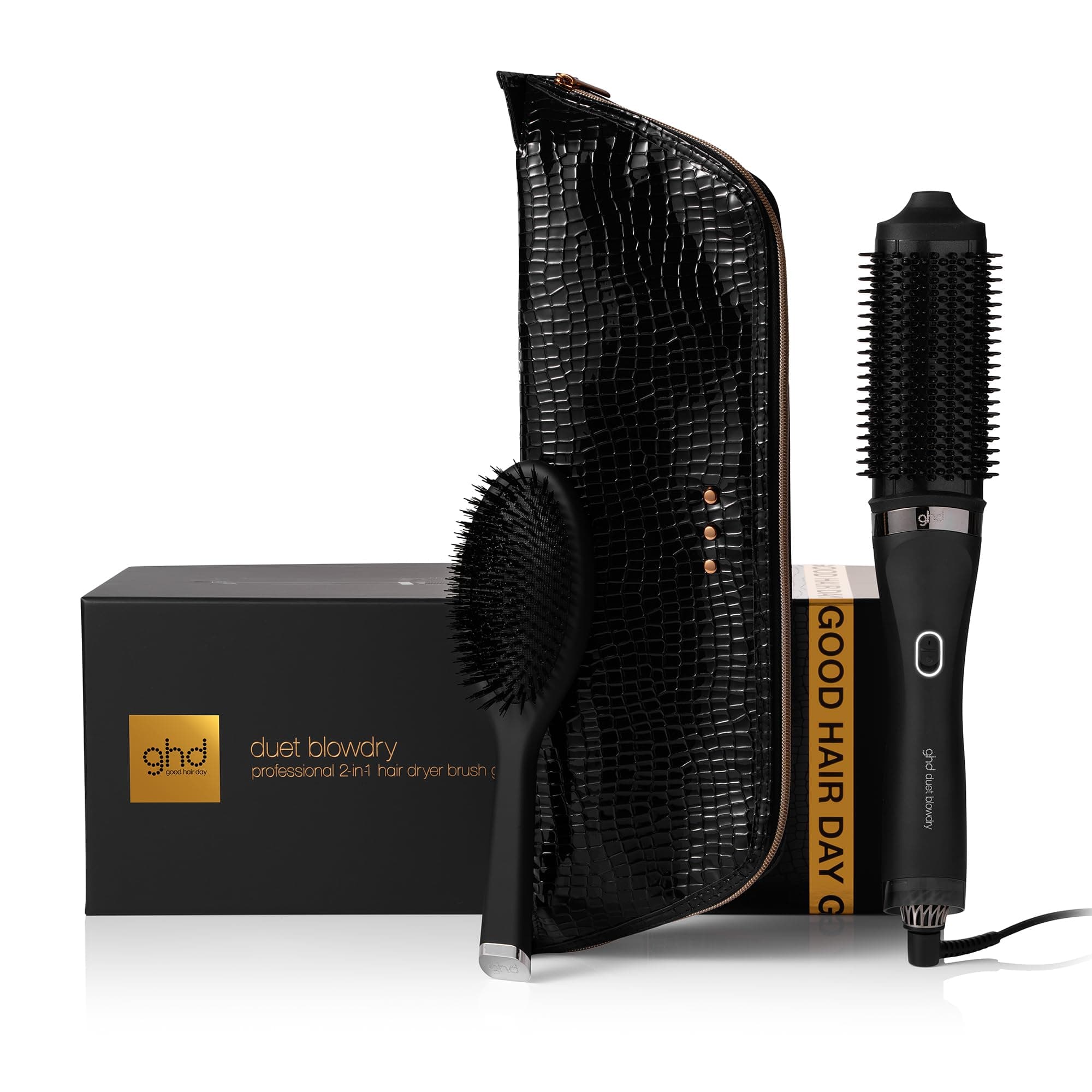 ghd Set Regalo Duet Blowdry, Include Spazzola Asciugacapelli Lisciante 2-in-1, Spazzola Districante e Custodia Termoresistente, Da Bagnati a Piega Voluminosa Senza Danni da Calore, 50% più Lucenti