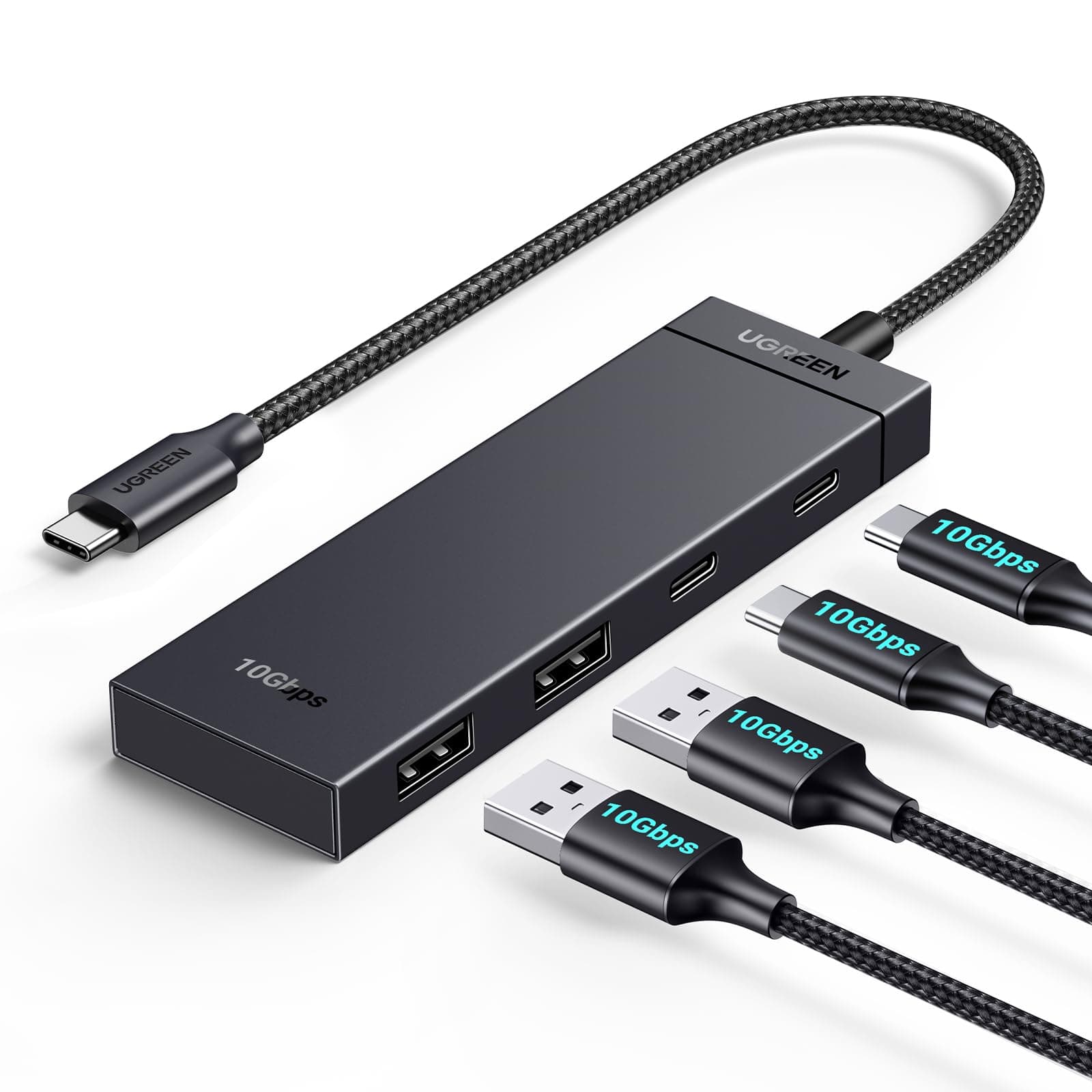 UGREEN USB C Hub 10 Gbps, Adapter Mit 2 USB C 3.2 und 2 USB 3.2 Ports, Hochgeschwindigkeits Multiport Splitter für iPhone 17 Serie, Galaxy S25 Serie, MacBook, iMac, iPad, Chromebook und Mehr