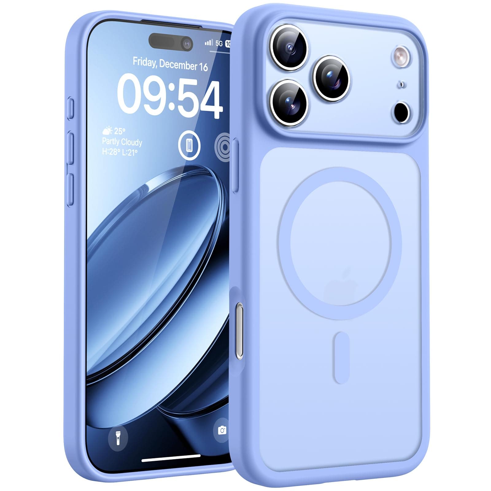 TOCOL Coque Magnétique pour iPhone 17 Pro 6,3 Pouces, Compatible avec MagSafe, Anneau Magnétique Intégré, Protection de l'objectif améliorée, Coque Mat Translucide Fine Antichoc, Bleu Clair