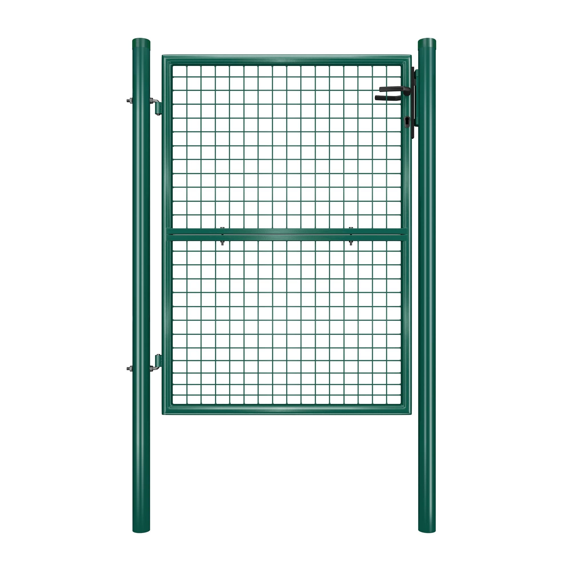 SONGMICS Portillon de Jardin Grillagé, en Acier Galvanisé, Clôture avec Serrure,Porte 106 x 125 cm (L x H), Tube Rond, Vert GGD175G