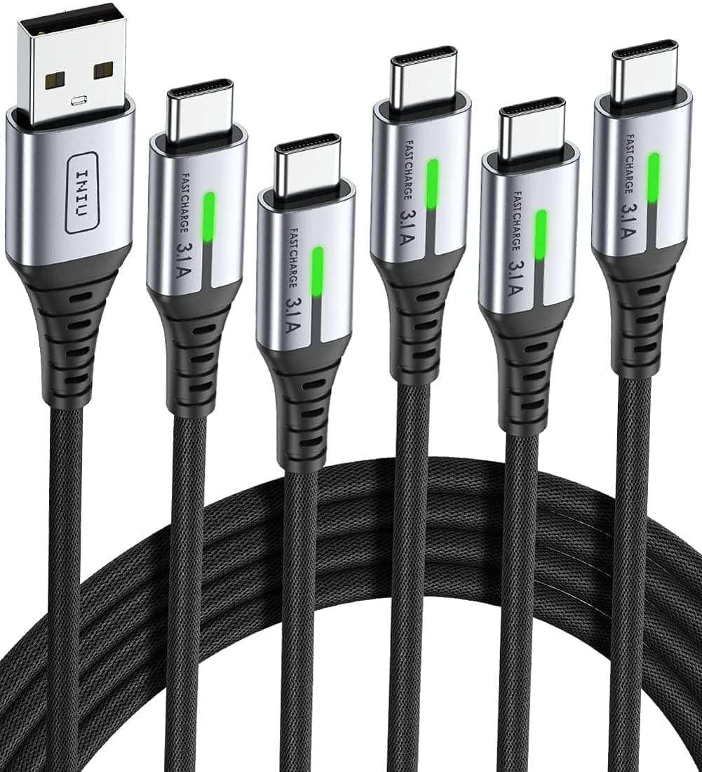 INIU USB C Kabel, (5 Stück/1+1+2+2+3m) Ladekabel USB C 3,1A QC 3,0 Schnellladekabel, Typ C Handy Ladekabel für PS5 Samsung S22 Ultra S21 Xiaomi 11 iPad Air Google Pixel 7 Pro Huawei P50 Xperia usw.