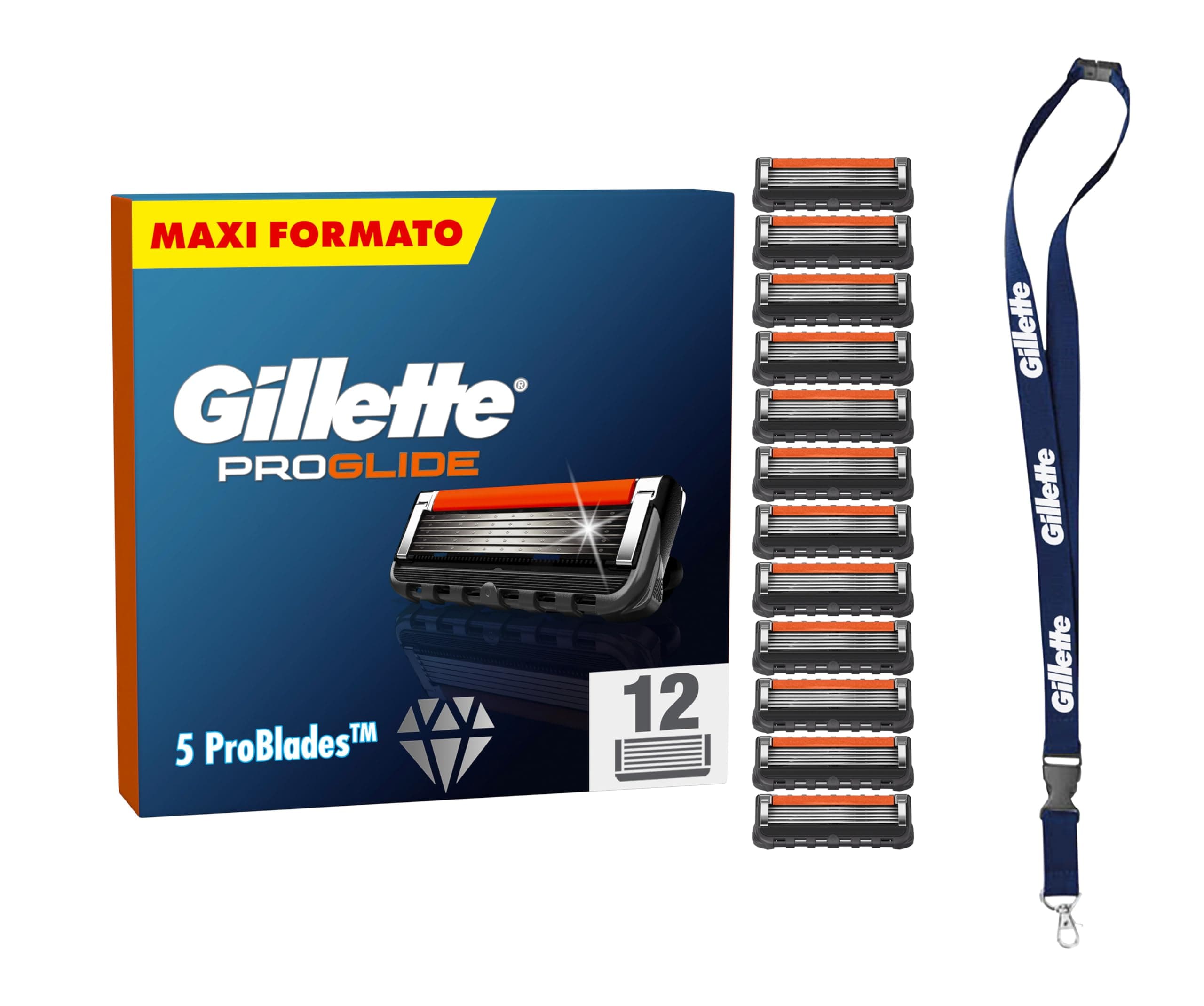 Gillette Proglide Lamette Da Barba per Rasoio Barba Manuale, 12 Lamette Gillette Proglide di Ricambio per Rasatura Profonda Uomo, Lame di Precisione per Rasoio Manuale Uomo