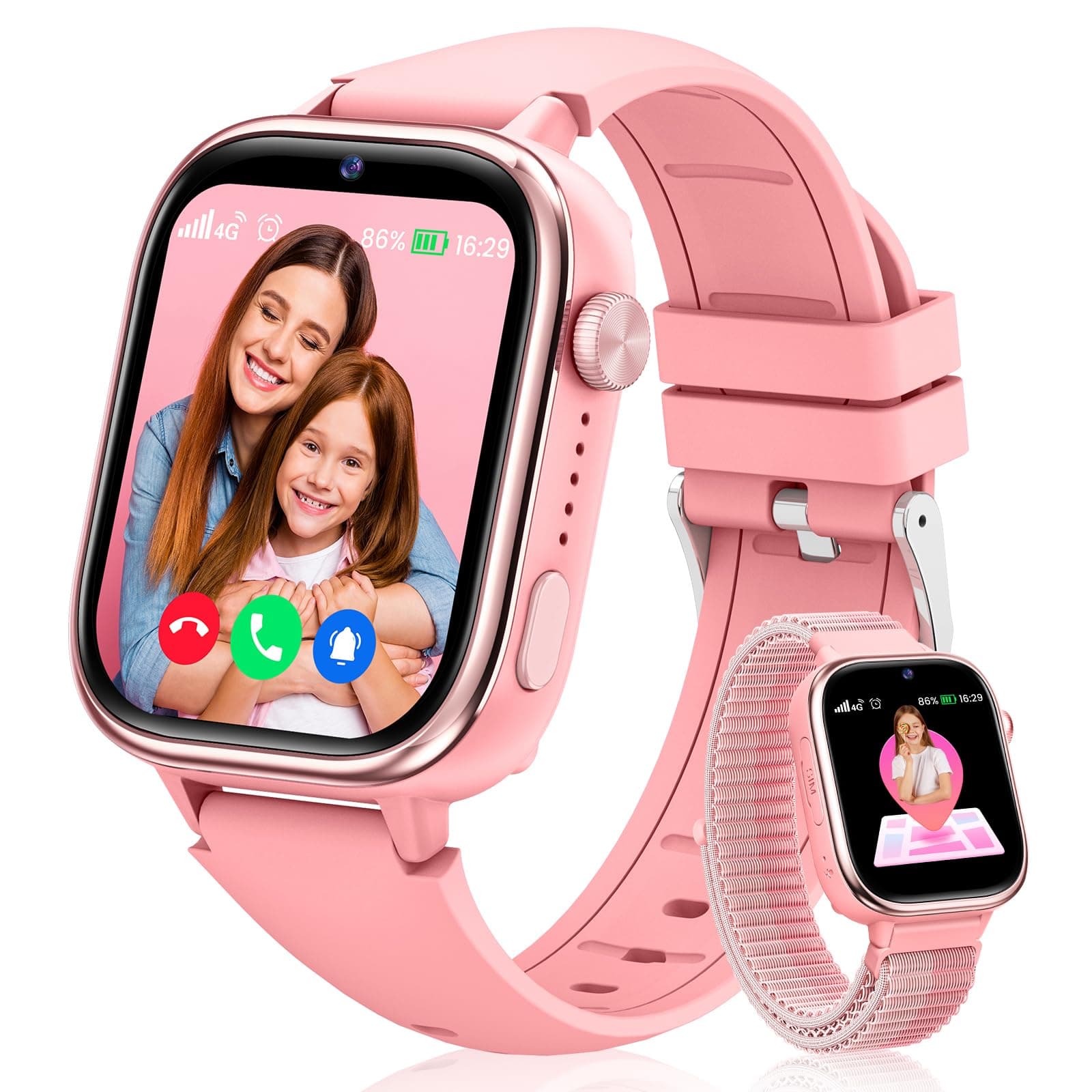 Oliimptek 4G Reloj Inteligente Niño, Smartwatch Niños con GPS y Llamadas, Videollamadas, Chat de Voz, SOS, Modo Escuela, Podómetro, Despertador, Juegos, Reloj Inteligente Regalo Niñas y Niños, Rosa