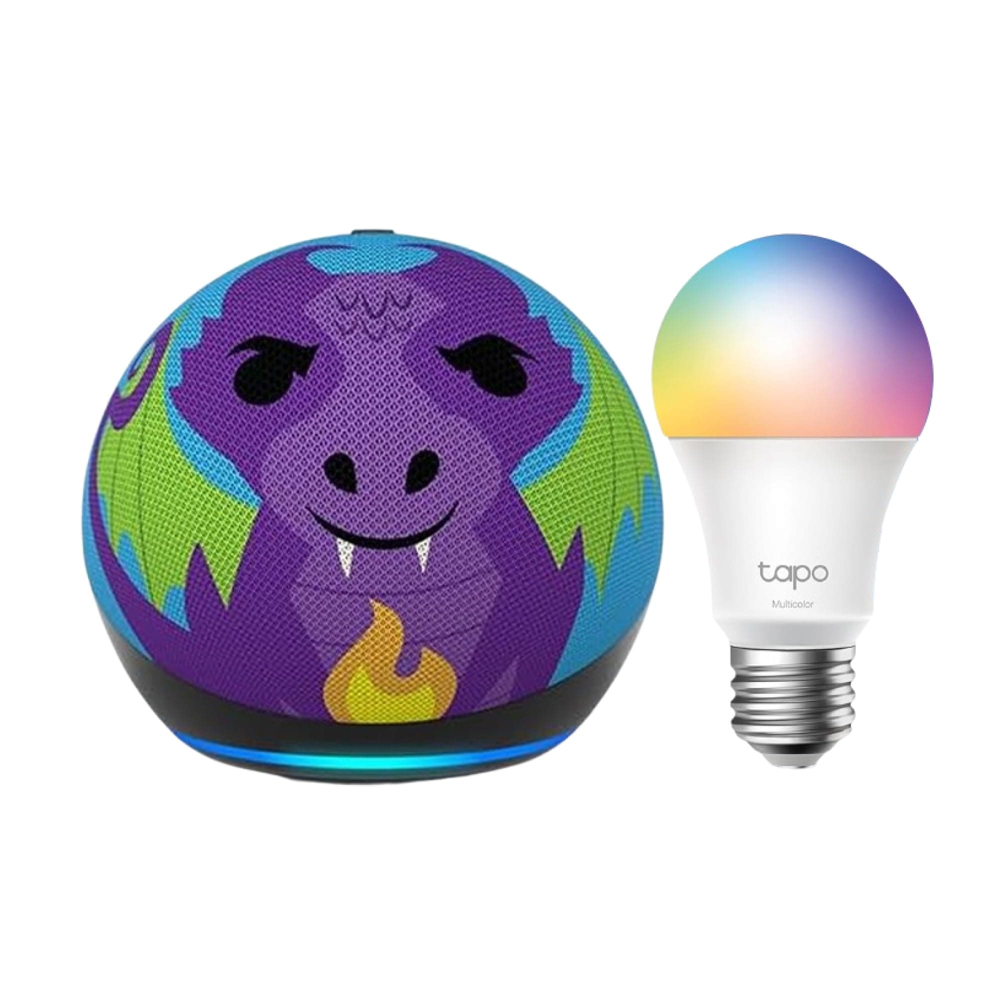 Echo Dot Kids (Neueste Generation) | Drachen-Design + Tapo Smart Glühbirne (E27)