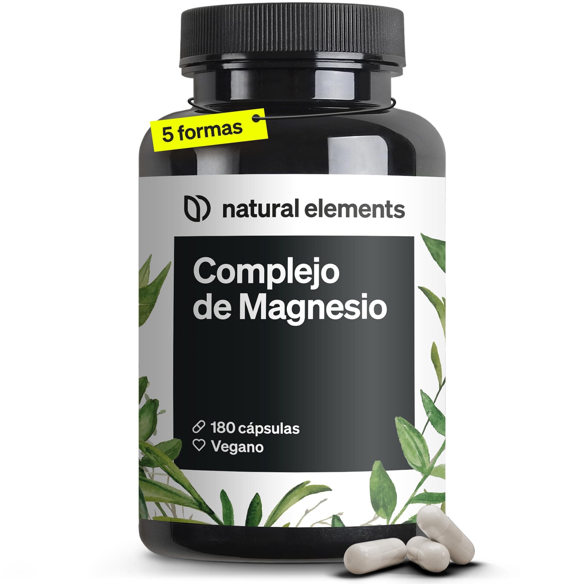 Magnesio Complex Premium - Total 5: Bisglicinato + Citrato + Malato y más en alta dosificación - Reduce cansancio y fatiga - 400mg por dosis diaria - 180 Cápsulas veganas fabricado en Alemania