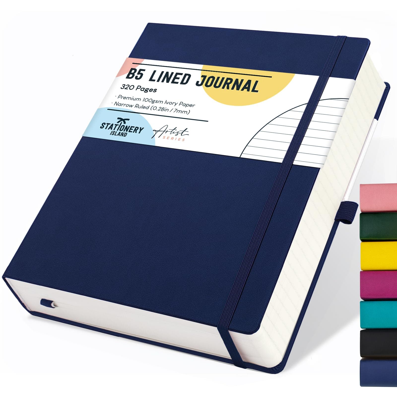 Stationery Island Cuaderno Rayado B5, Cuaderno Grueso de 320 Páginas, Diario de Rayas con Tapa Dura de 100 gsm para Escribir, Trabajar, Estudiar, Agenda