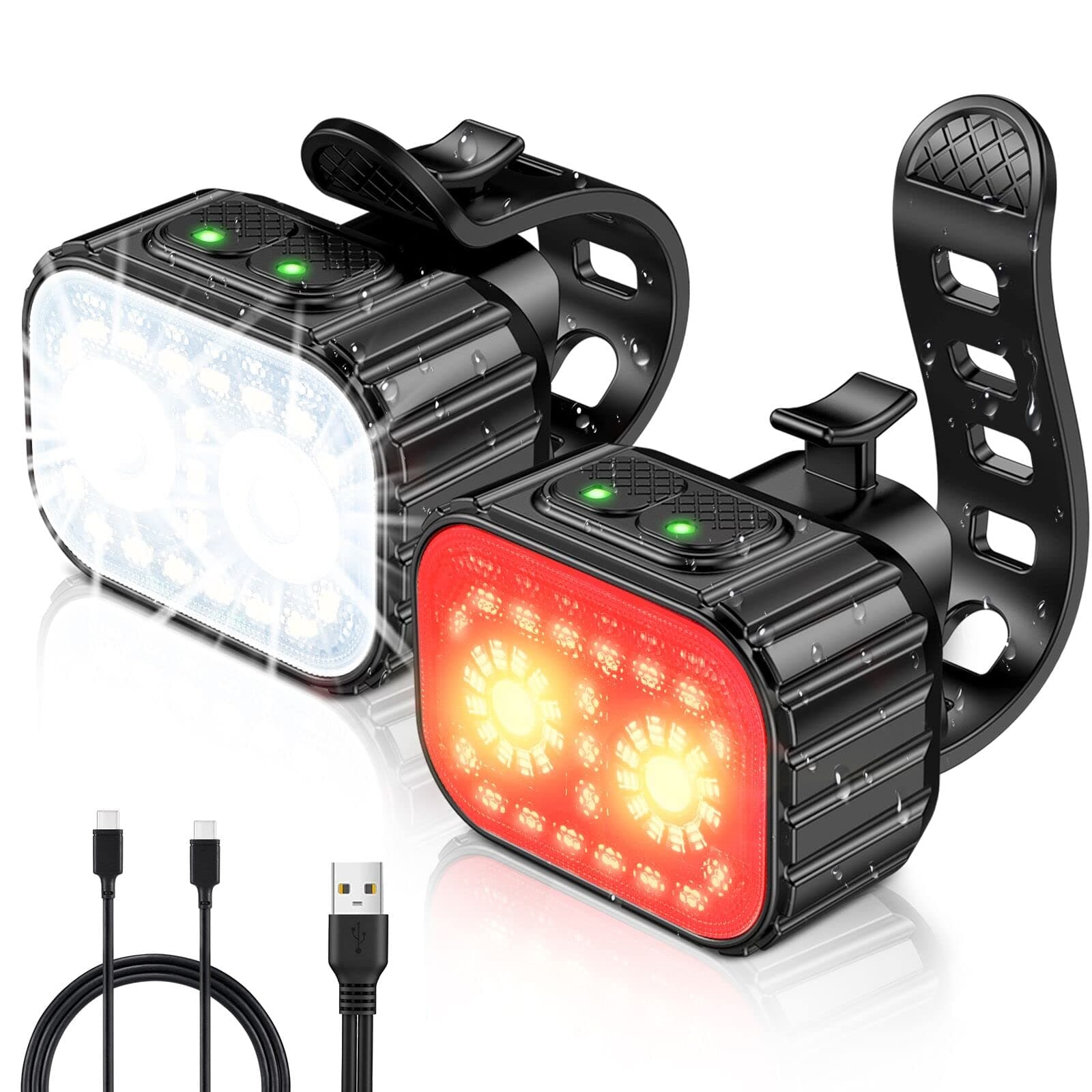 CIRYCASE Luz Bicicleta Potente LED, Luces Bicicleta Delantera y Trasera USB Recargable, 8+12 Iluminación Modos & IPX6 Impermeable Luz Bicicleta Delantera para Ciclismo de Montaña y Carretera