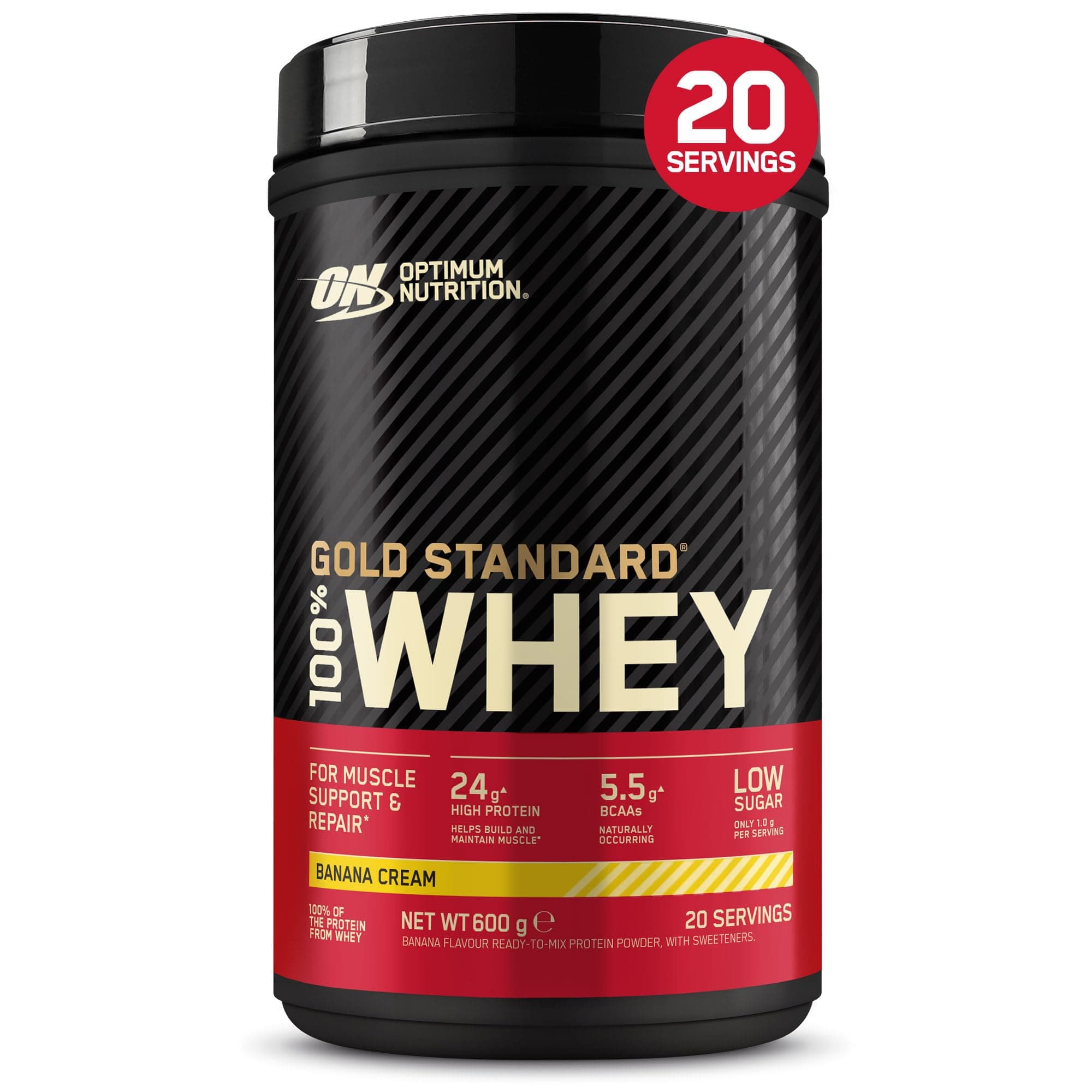 Optimum Nutrition Gold Standard 100% Whey, Proteine in Polvere, Gusto Crema di Banana, 600g, 20 Porzioni
