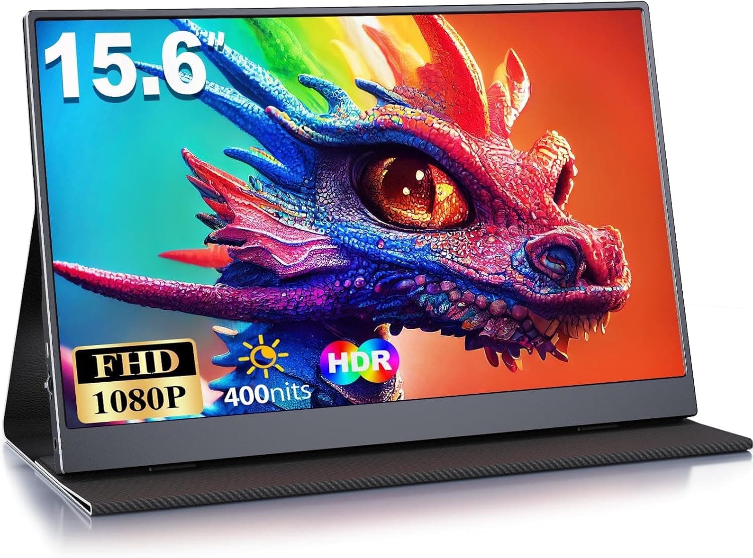 MOMODS Monitor Portatil, 15.6 Pulgadas Pantalla Portatil, IPS 1080P FHD Portable Monitor con Mini HDMI/USB-C, para Computadora Portátil, PS5, Xbox, Teléfono