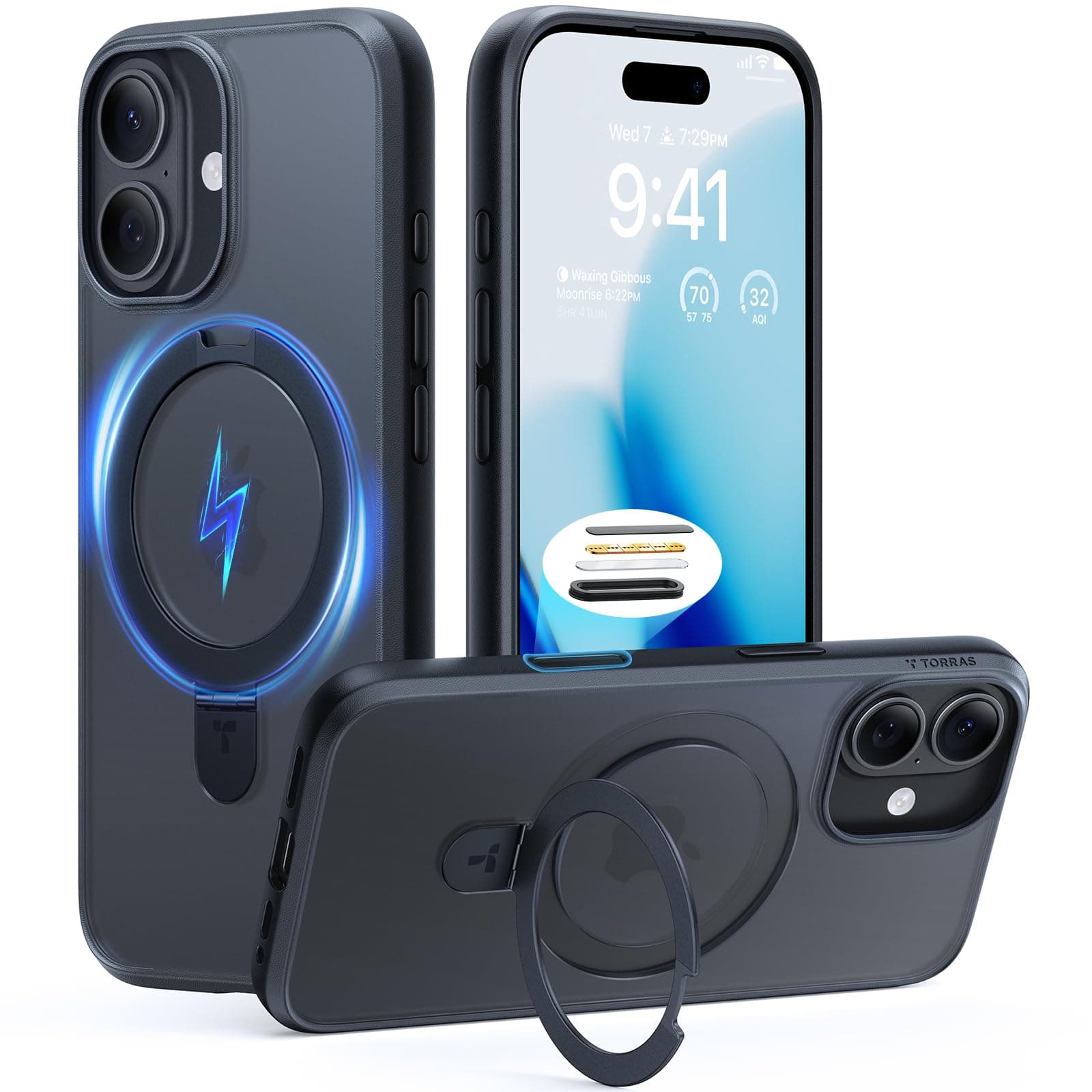 TORRAS Ostand Q1 Guardian für iPhone 17 Hülle für MagSafe (Militärschutz Kameraschutz & Stabilster Ständer & Nr.1 Magnetkraft) Handyhülle iPhone 17 Case Schutzhülle All-in-One Dünn Cover Schwarz