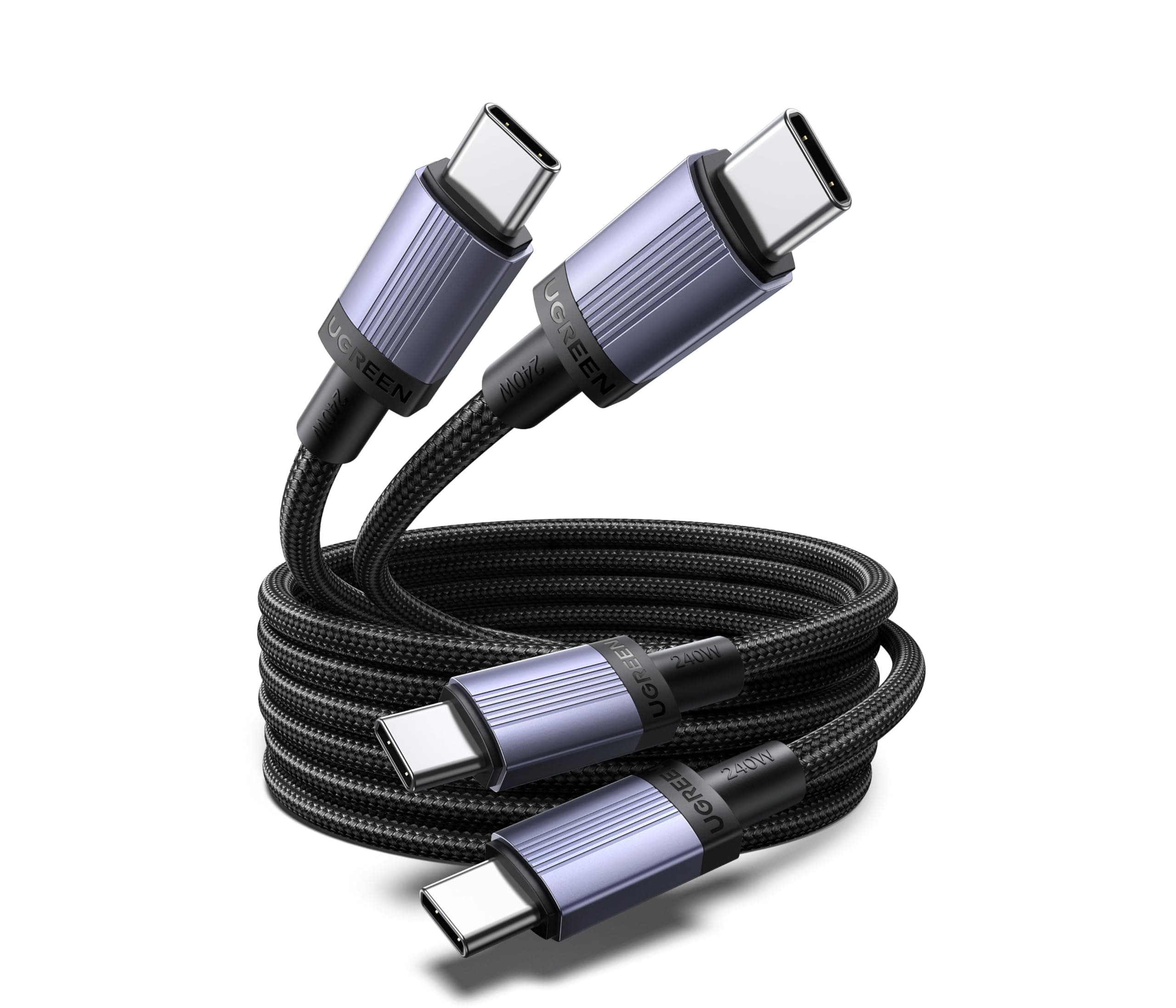 UGREEN 2Pack Cavo USB C 240W, Type C Ricarica Rapida PD 3.1, Compatibile con MacBook, iPad Air, ASUS, HP, iPhone 17 Pro Max Air/iPhone 16/15 Plus Pro Max, Galaxy S25/24, Pixel 9/8.2M