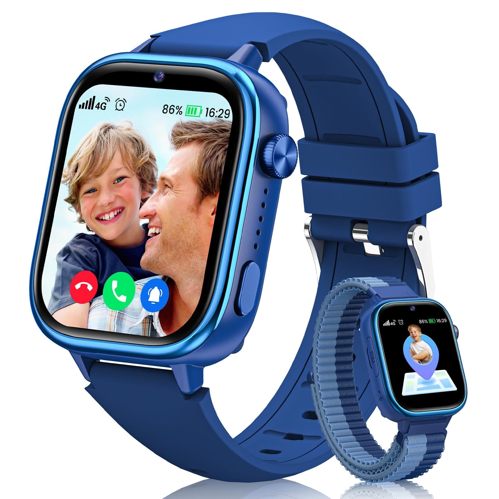 Oliimptek 4G Reloj Inteligente Niño, Smartwatch Niños con GPS y Llamadas, Videollamadas, Chat de Voz, SOS, Modo Escuela, Podómetro, Despertador, Juegos, Reloj Inteligente Regalo Niñas y Niños, Azul