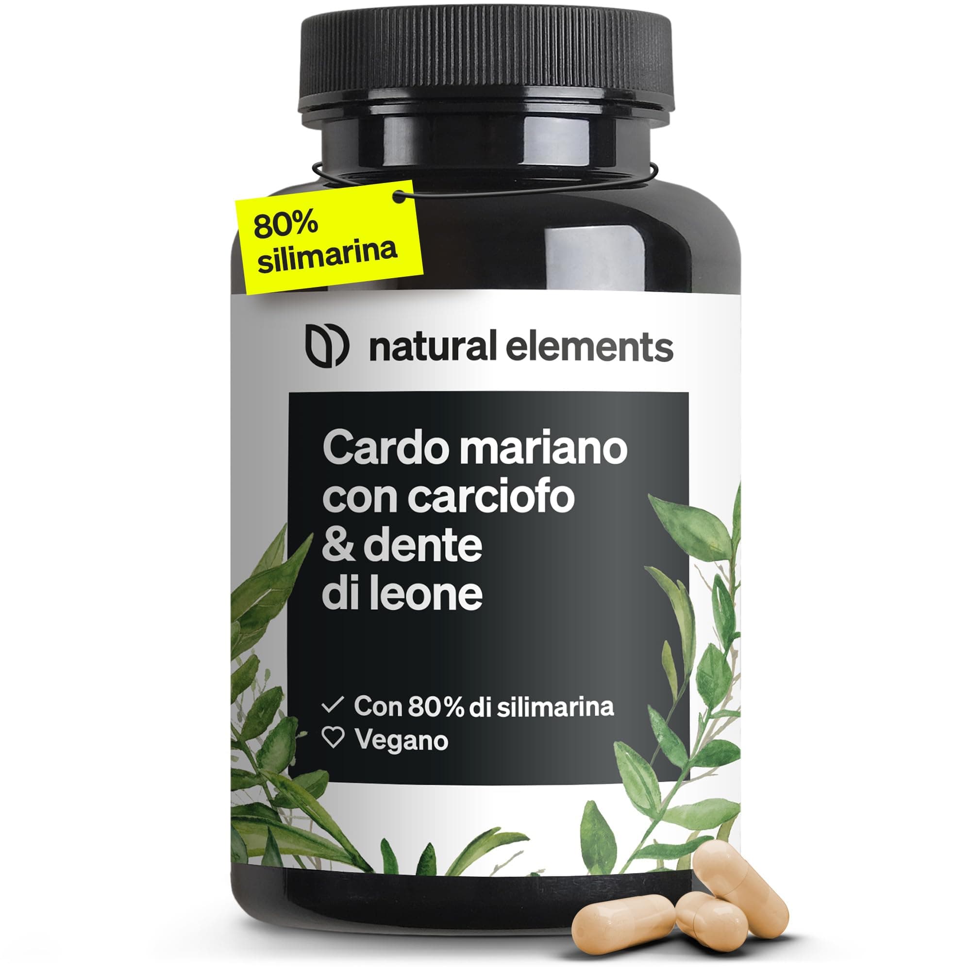 Cardo Mariano, Carciofo e Tarassaco (Dente di Leone), 120 Capsule, Integratore con Silimarina, Disintossicazione del fegato, Depurazione, Digestione, Qualità superiore, senza Additivi