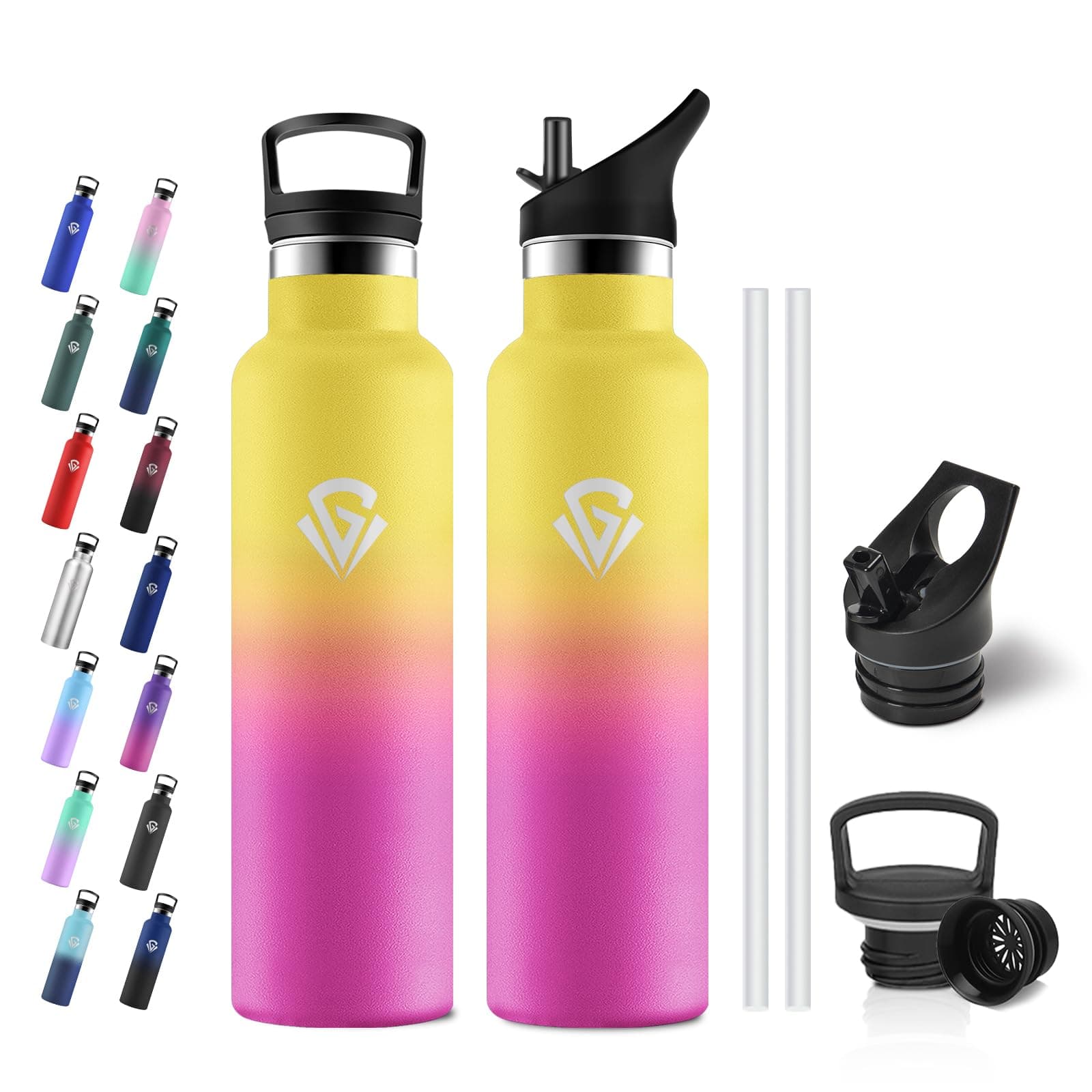 JAPORIA Borraccia Termica 750ml, Borraccia con Cannuccia, Isolamento Sottovuoto a Doppia Parete, Bottiglia Acqua senza BPA per Scuole, Viaggio, Uffici