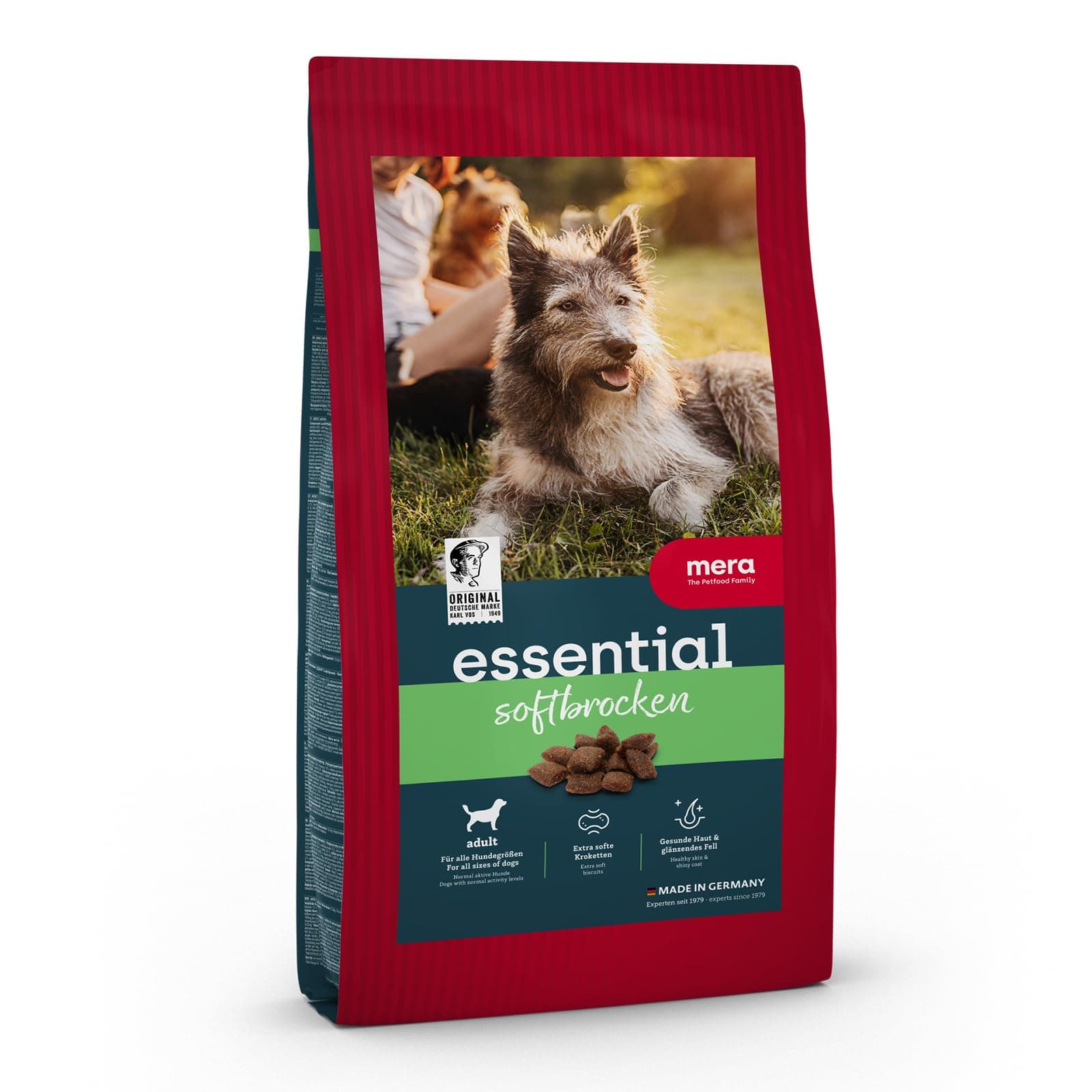 MERA Essential Soft Brocken (12,5kg), Hundefutter trocken für alle Hunderassen, Trockenfutter mit Geflügel Protein, gesundes Futter mit Omega-3 und Omega-6, Kroketten halbfeucht