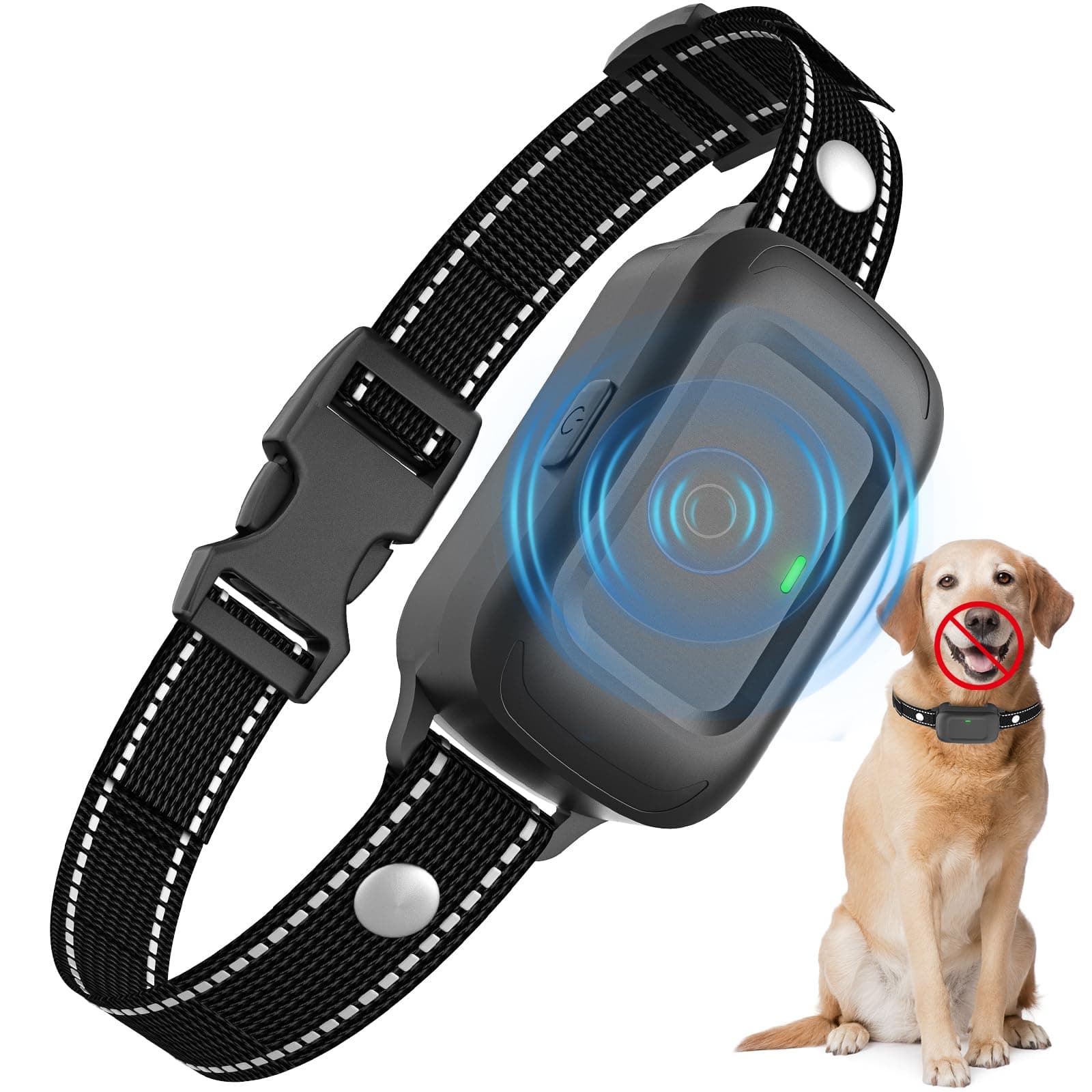 Collar Antiladridos para Perros, Antiladridos y Antiaullidos para Perros, Ultrasonido/Pitido/Vibración, Impermeable IPX7, Dispositivo Recargable para Detener los Ladridos Grande Mediano Pequeño