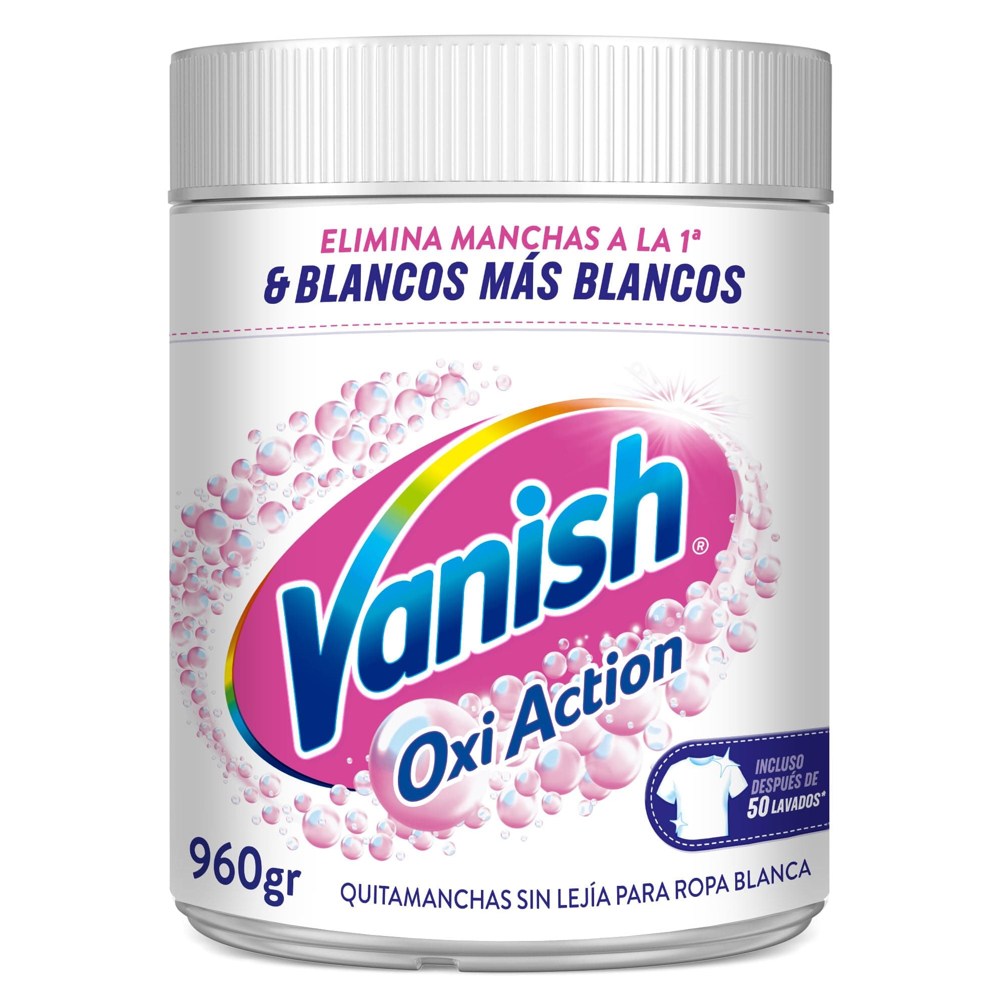 Vanish Oxi Action - Quitamanchas y Blanqueador en Polvo para Ropa Blanca, Sin Lejía - 960gr