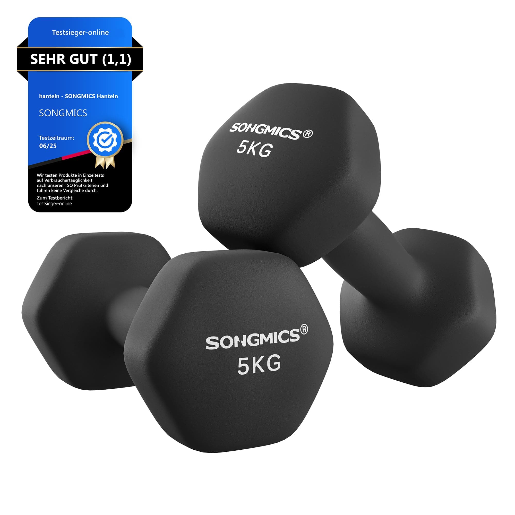 SONGMICS 2 Stück Hexagon Hanteln mit Neoprenbeschichtung für Krafttraining, Fitness, Zuhause