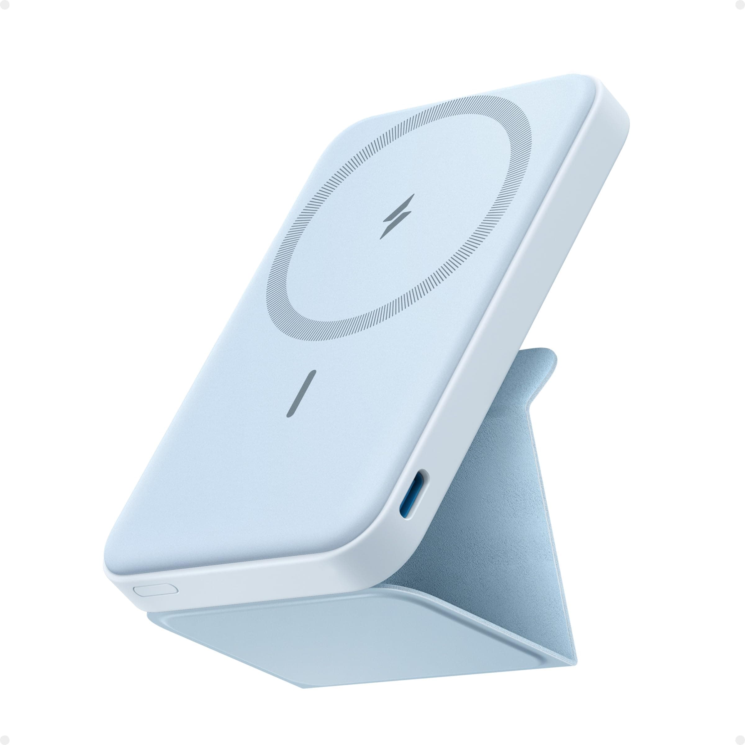 Anker 622 Magnetische Kabellose Powerbank (MagGo), 5000mAh Klappbare Magnetische Powerbank mit USB-C für iPhone 17/16/15/14/13/12, Wolkengrau